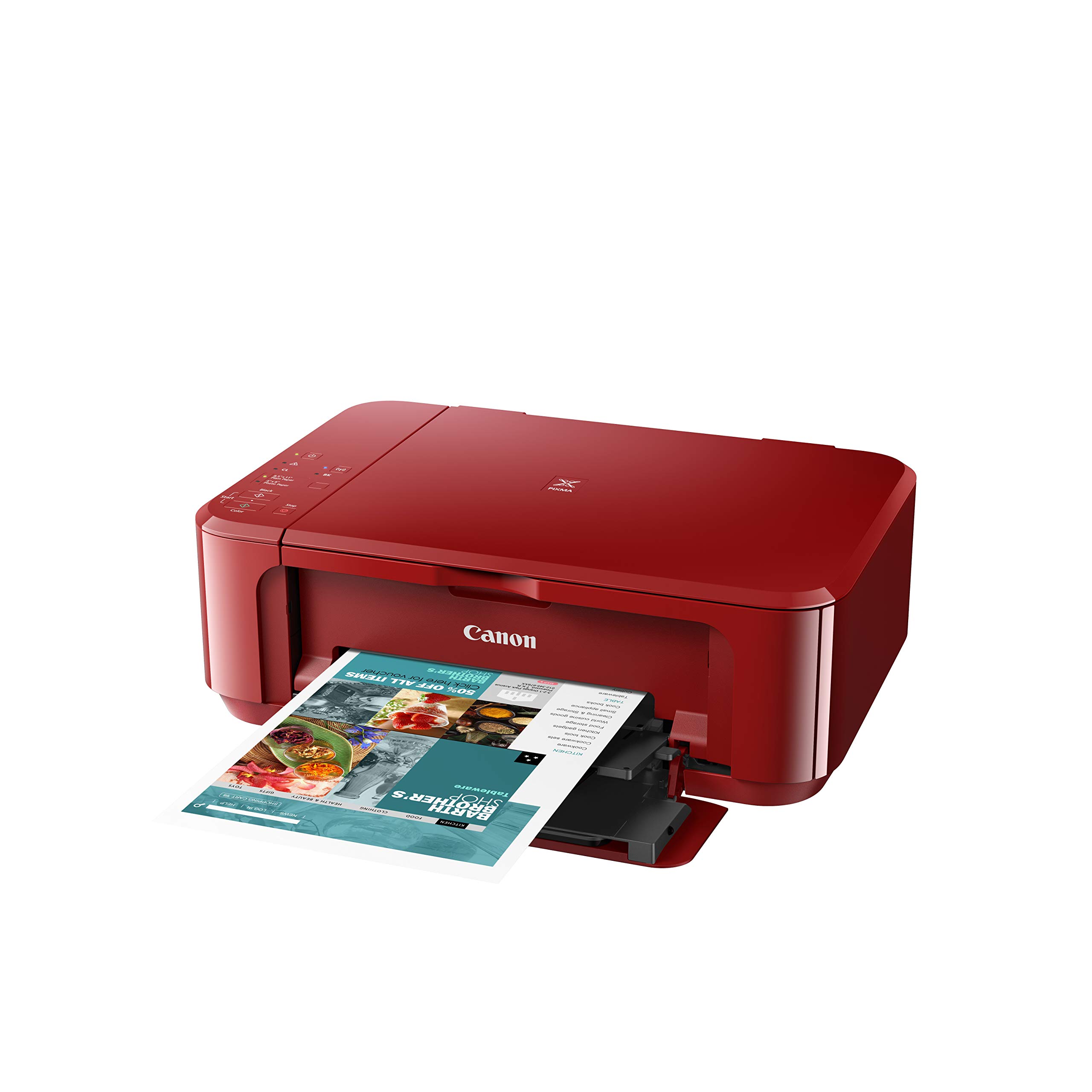 Canon PIXMA MG3650S Wireless All-in-One Color Inkjet Printer with Scanner, Copier, WiFi, Apple AirPrint & Auto Duplex Printing - Red | Perfect for Home Office, School Projects & Small Business Printing Needs
