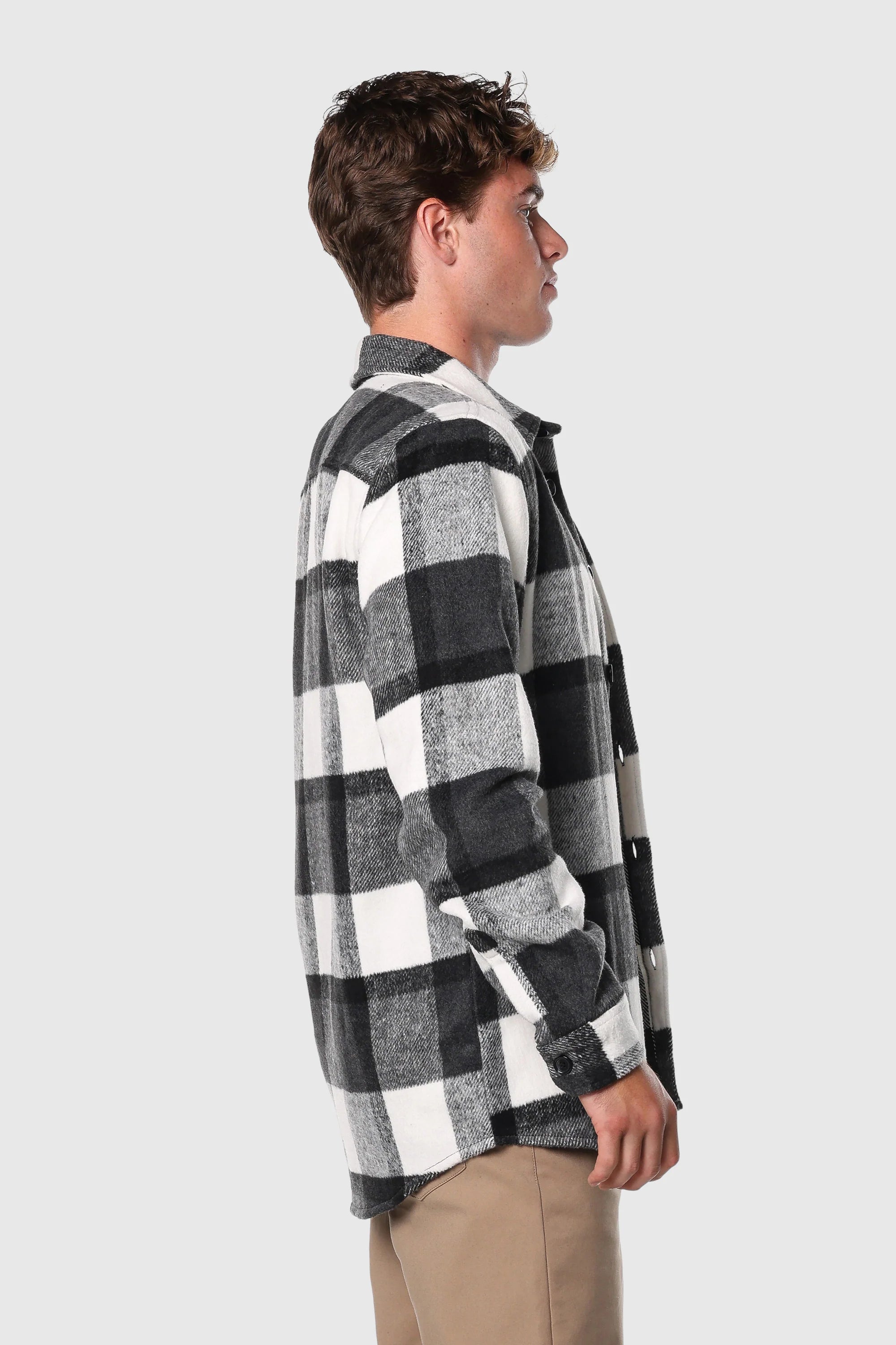 Men's Plaid Overshirt Jacket - Black | Stylish Casual Shacket for Fall & Winter Layering | Perfect for Outdoor Activities, Work & Everyday Wear