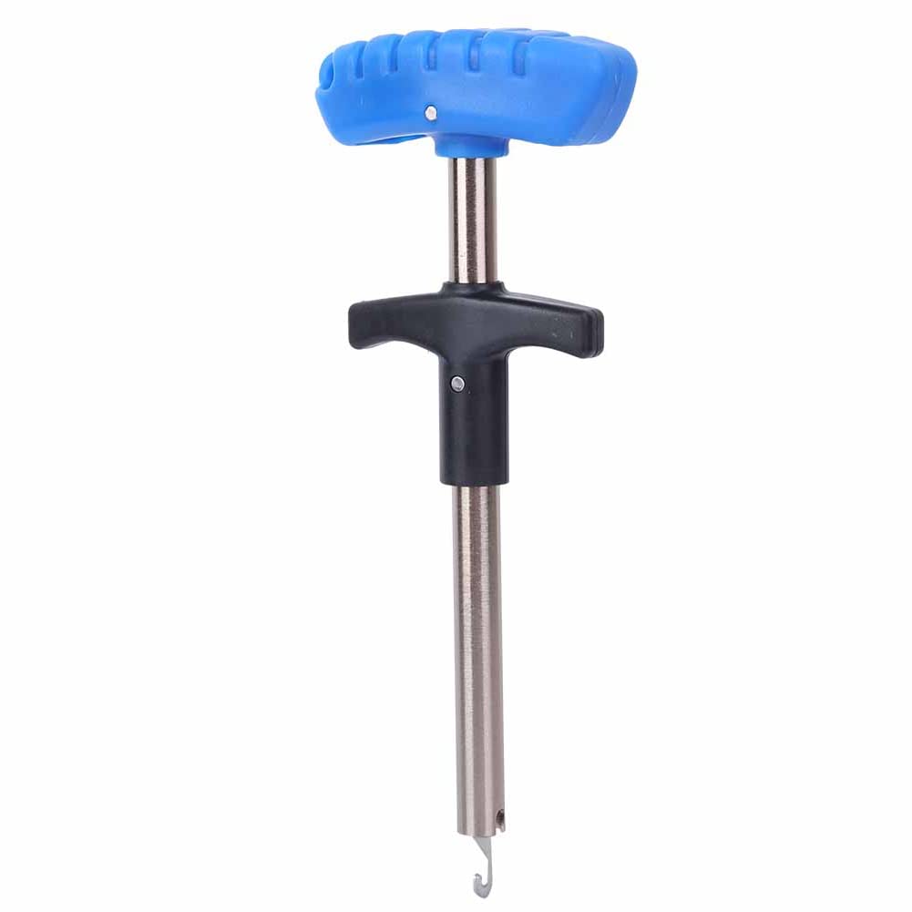 Portable Stainless Steel Fishing Hook Remover Tool - Blue Head with Light Brown Handle for Wild & Sea Fishing - Perfect for Catch and Release, Kayak Fishing, and Boat Angling