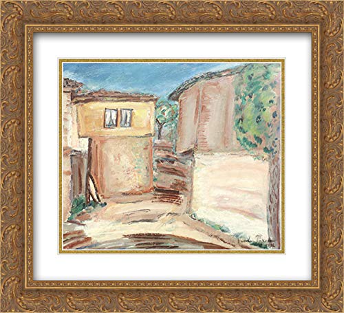 Vasile Popescu 22x20 Gold Ornate Frame Double Matted Museum Art Print - Houses in Balchik Painting - Perfect for Living Room, Bedroom & Office Wall Decor