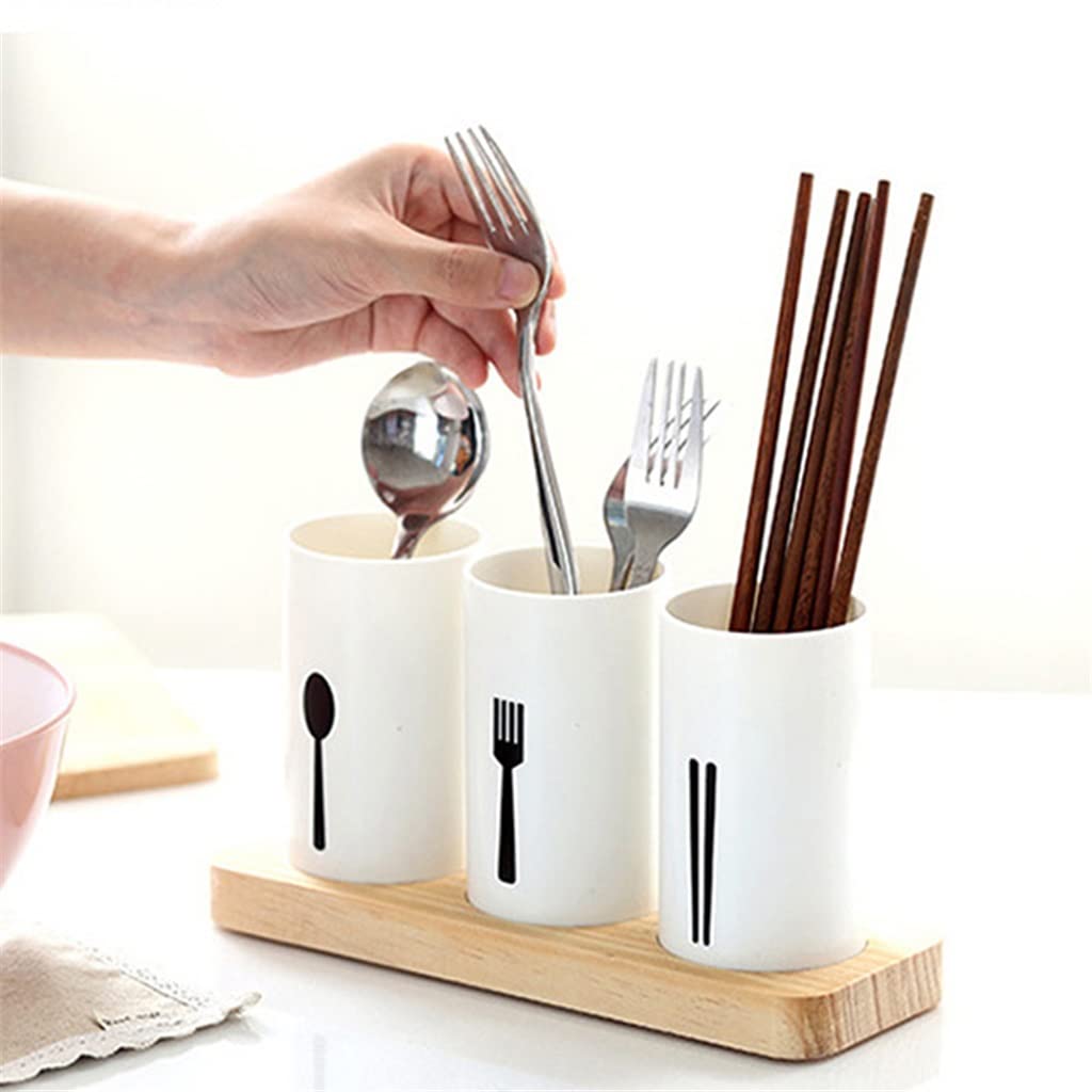 European Style Kitchen Utensil Holder - White Drain Tableware Storage Box for Spoons, Forks & Chopsticks (23.5x8.5x13cm) | Perfect for Countertop Organization & Drying Dishes