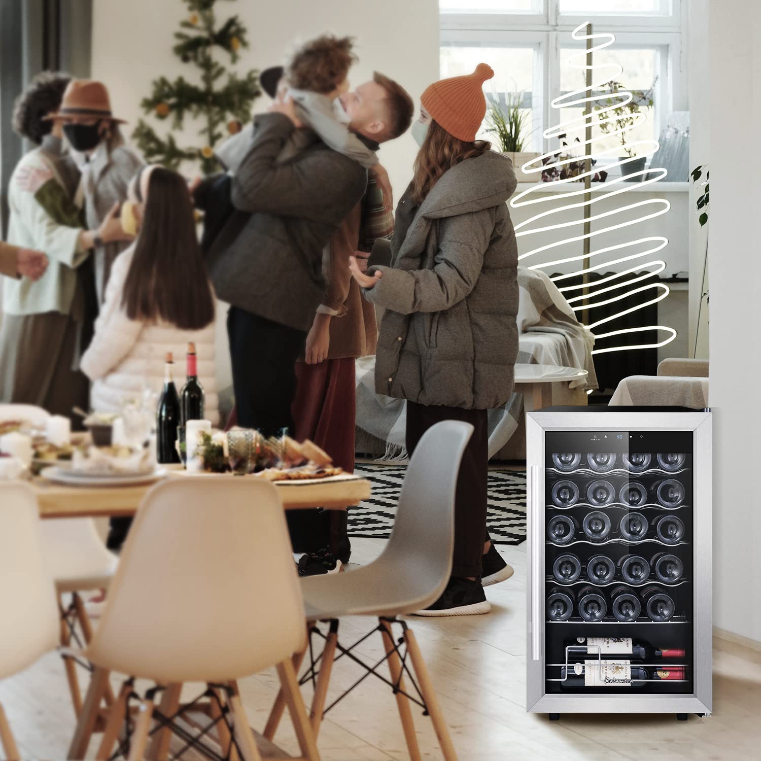 Kalamera 24 Bottle Wine Cooler Refrigerator - Freestanding Single Zone Compressor Wine Fridge with Stainless Steel Glass Door, Temperature Control 41°F-64°F for Home, Office, Bar - Perfect for Storing Wine, Beer, and Beverages