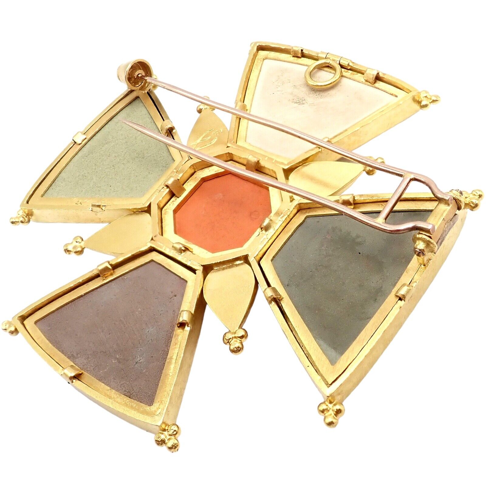 Elizabeth Locke 18k Yellow Gold Bomarzo 5 Faces Maltese Cross Brooch & Pendant - Elegant Jewelry for Women, Perfect for Parties, Weddings & Special Occasions