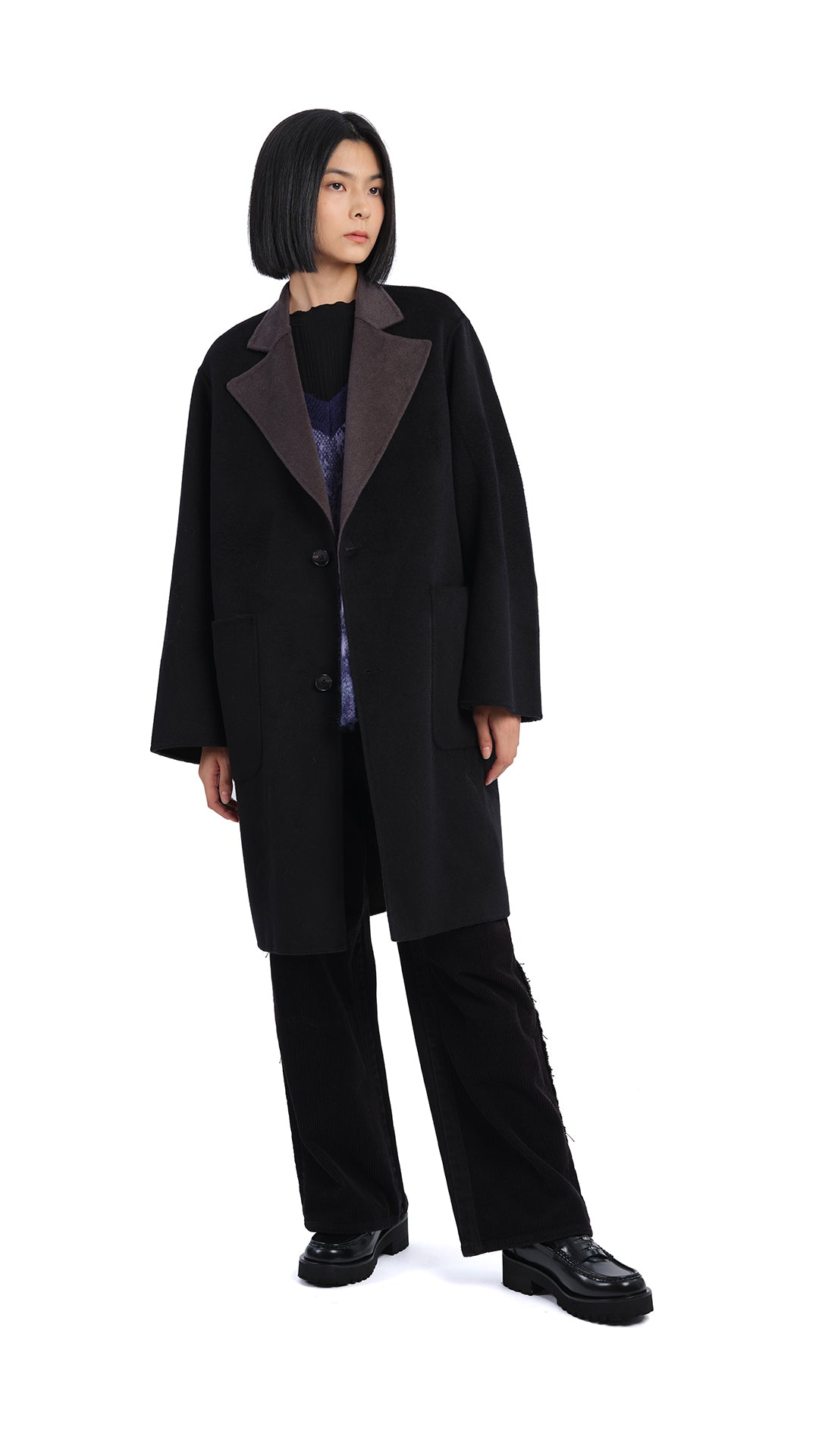 Reversible Double Face Coat for Women - Warm Winter Jacket with Pockets | Stylish Outerwear for Work, Travel & Casual Wear