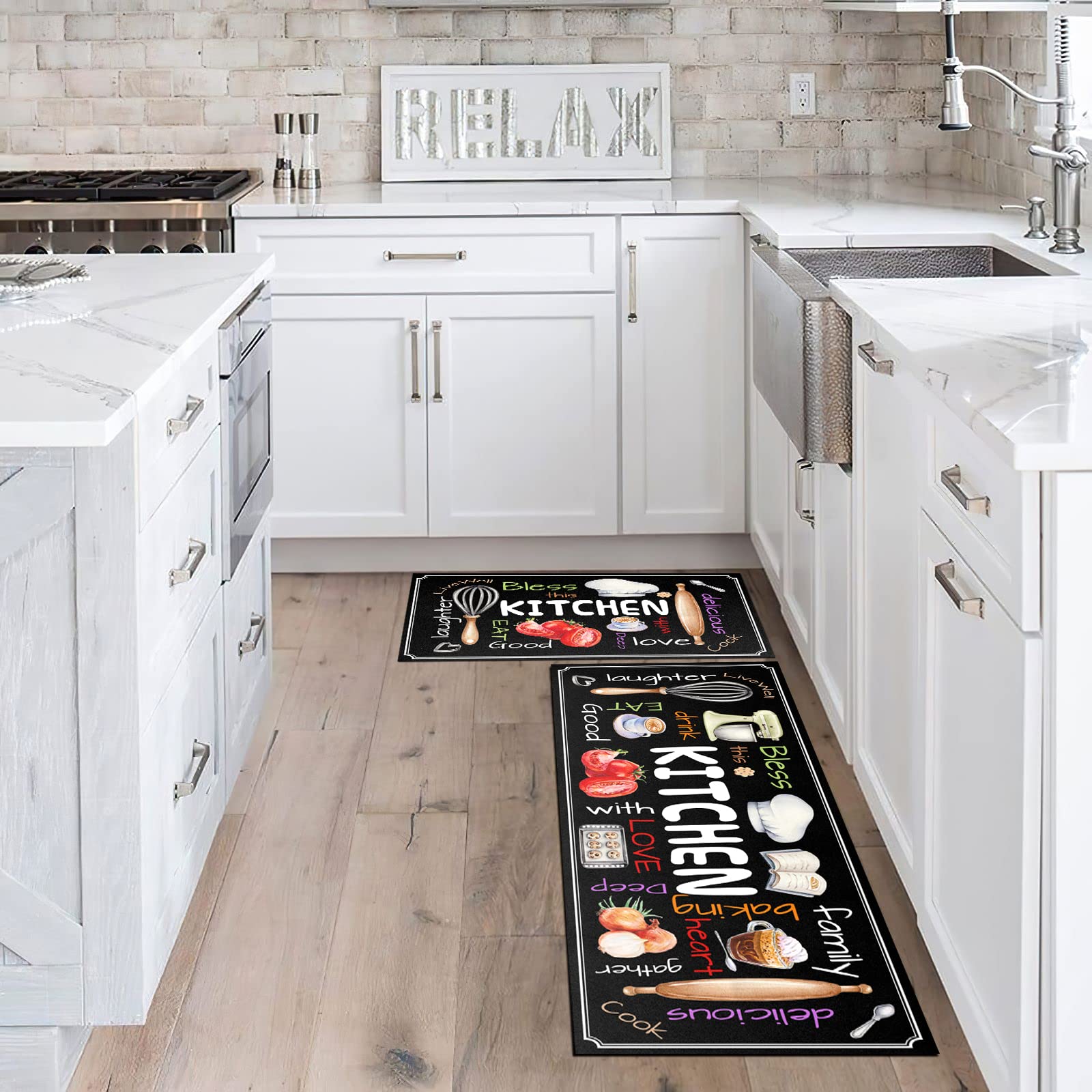 Non-Slip Kitchen Mat Set of 2 - Extra Thick Comfort Floor Mats for Standing - 17