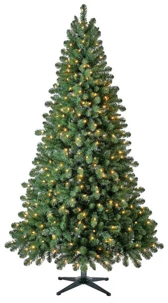 7.5-Foot Pre-Lit Albany Fir Artificial Christmas Tree with Instant Lights - Perfect for Living Room, Office, and Holiday Decorations