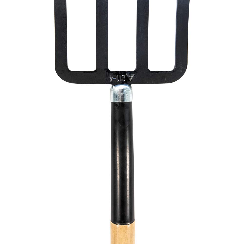Bellota 911-4 MA Premium Stainless Steel Digging Fork - Heavy Duty Garden Tool for Soil Aeration, Compost Turning & Planting - Ideal for Home Gardening, Landscaping & Farm Use