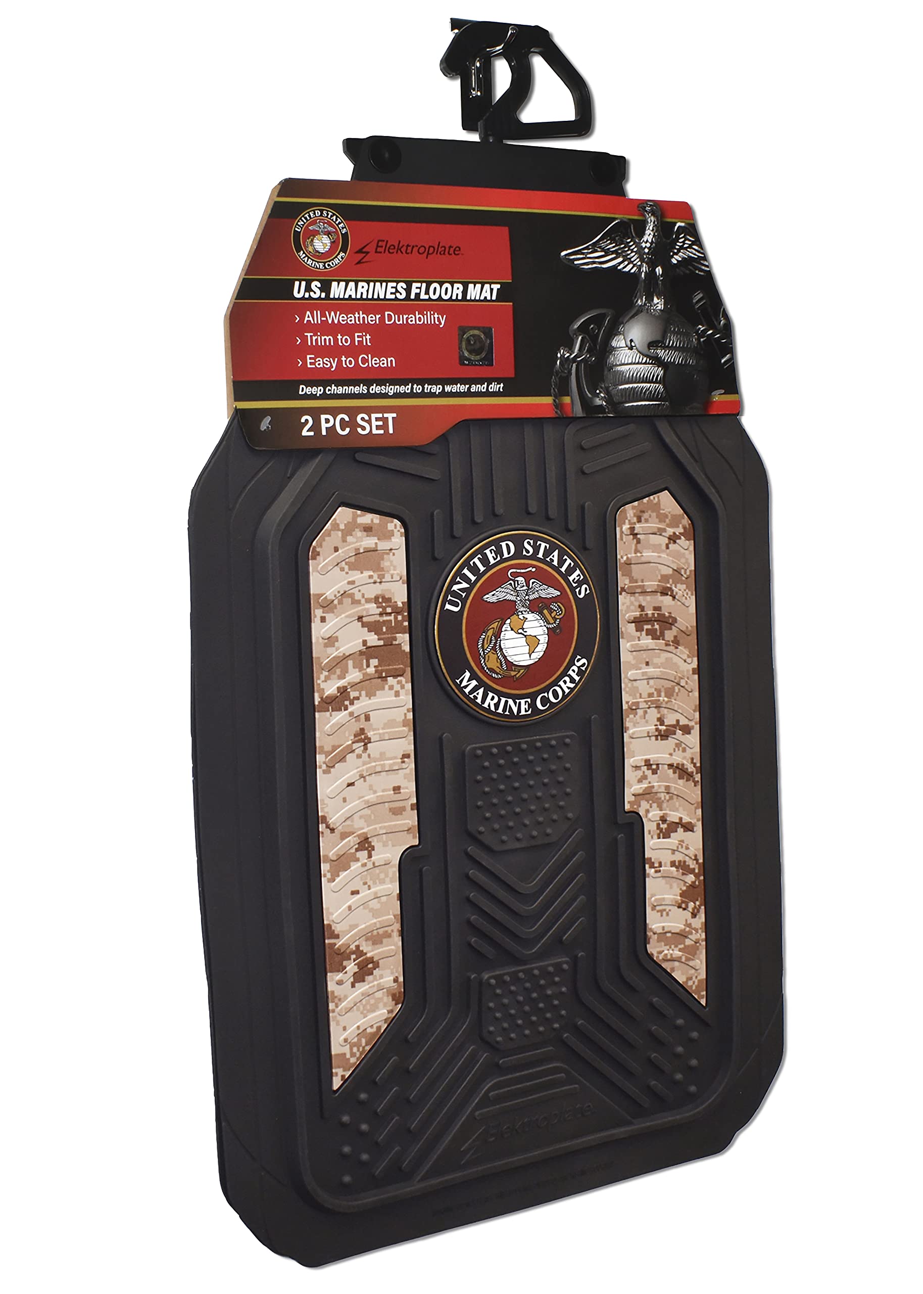 Premium US Marines Desert Camo Car Floor Mats - Heavy Duty All-Weather Protection for Trucks & SUVs (2-Pack) | Perfect for Off-Roading, Military Enthusiasts & Outdoor Adventures