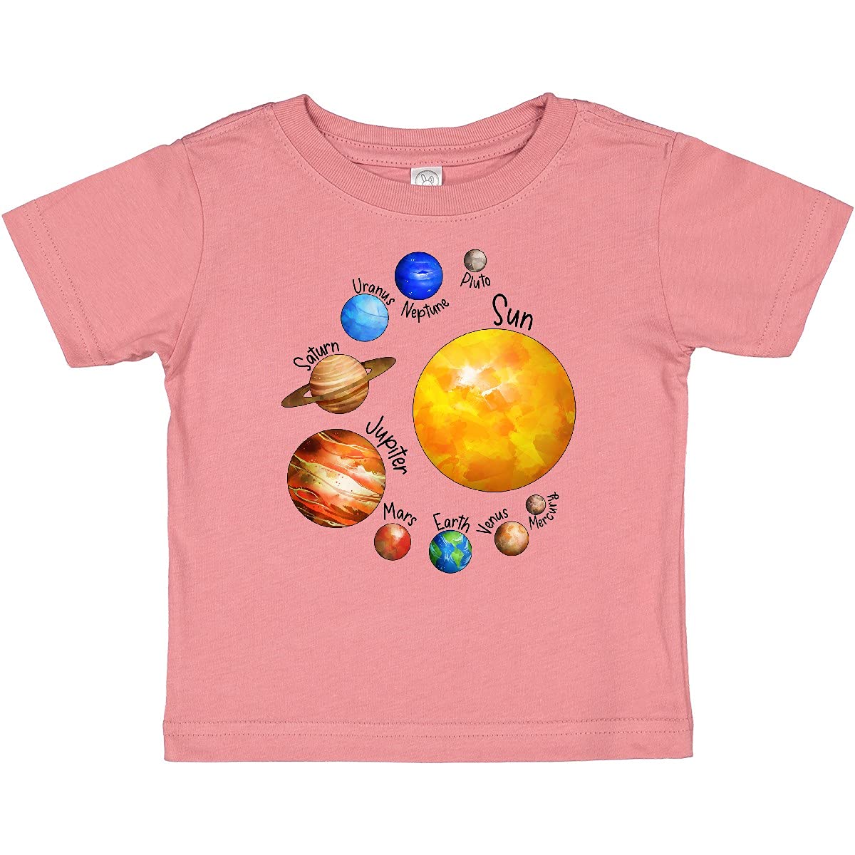 Inktastic Sun and Planets - Yes, and Pluto Baby T-Shirt | Cute Astronomy Themed Outfit for Infants & Toddlers | Perfect for Space-Themed Birthday Parties & Science Events