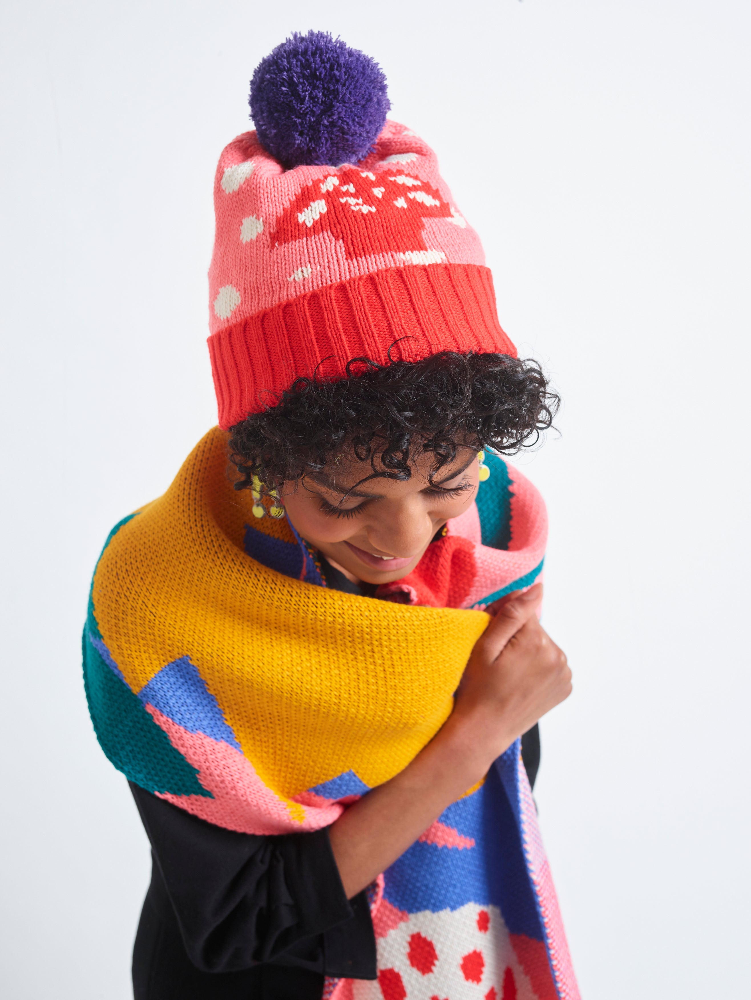 Miss Pompom Woodland Beanie - Cozy Knit Winter Hat with Faux Fur Pompom for Women & Girls | Perfect for Skiing, Snowboarding & Outdoor Winter Activities