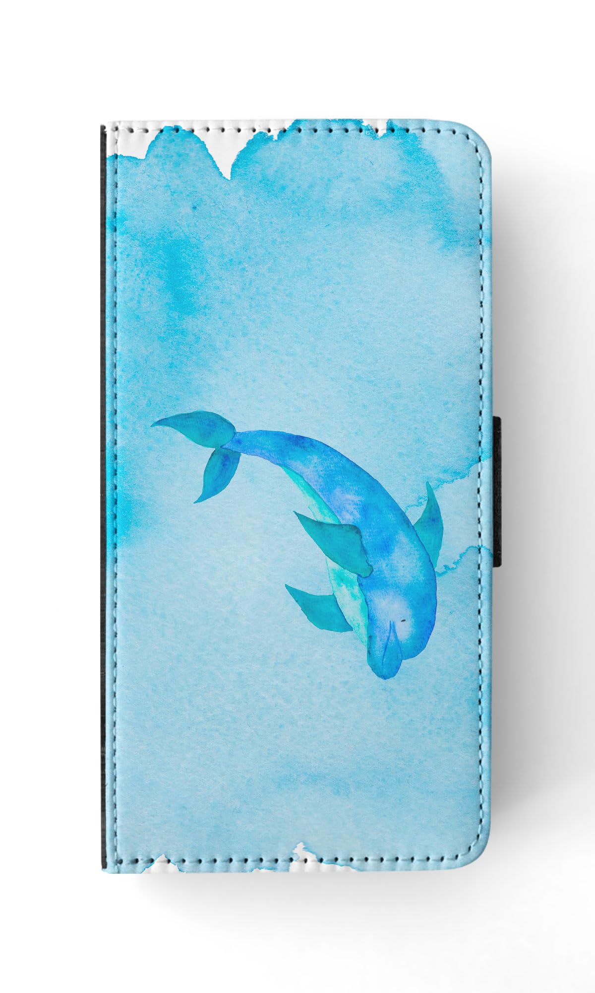 Waterproof Dolphin & Whale Flip Wallet Phone Case for Apple iPhone 15 Pro - Stylish Protective Cover with Card Slots for Beach, Travel & Everyday Use