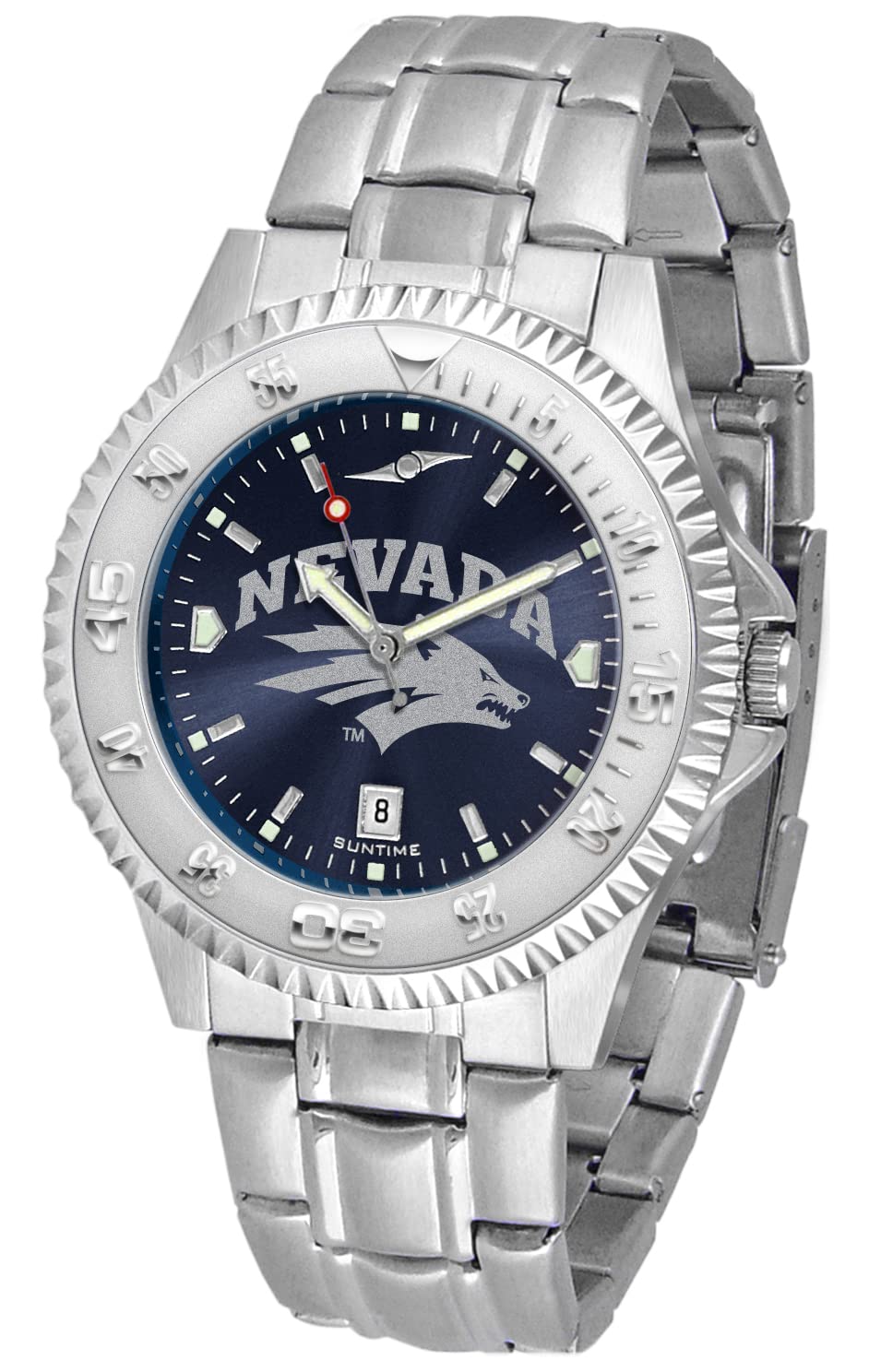 Sun Time Nevada Wolfpack Men's Competitor Steel Watch with Anochrome Dial - Durable Sports Watch for College Fans, Outdoor Activities & Casual Wear