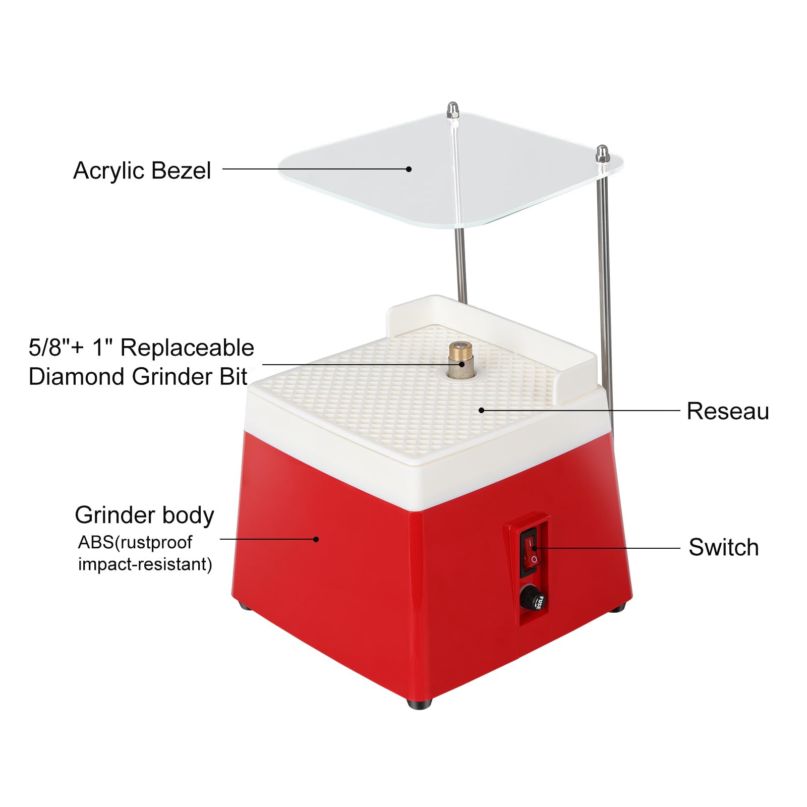 Stained Glass Grinder - 110V 65W Portable Glass Grinding Tool with 5/8