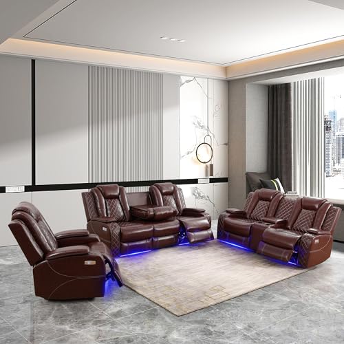 Brown Sofa + Loveseat + Chair