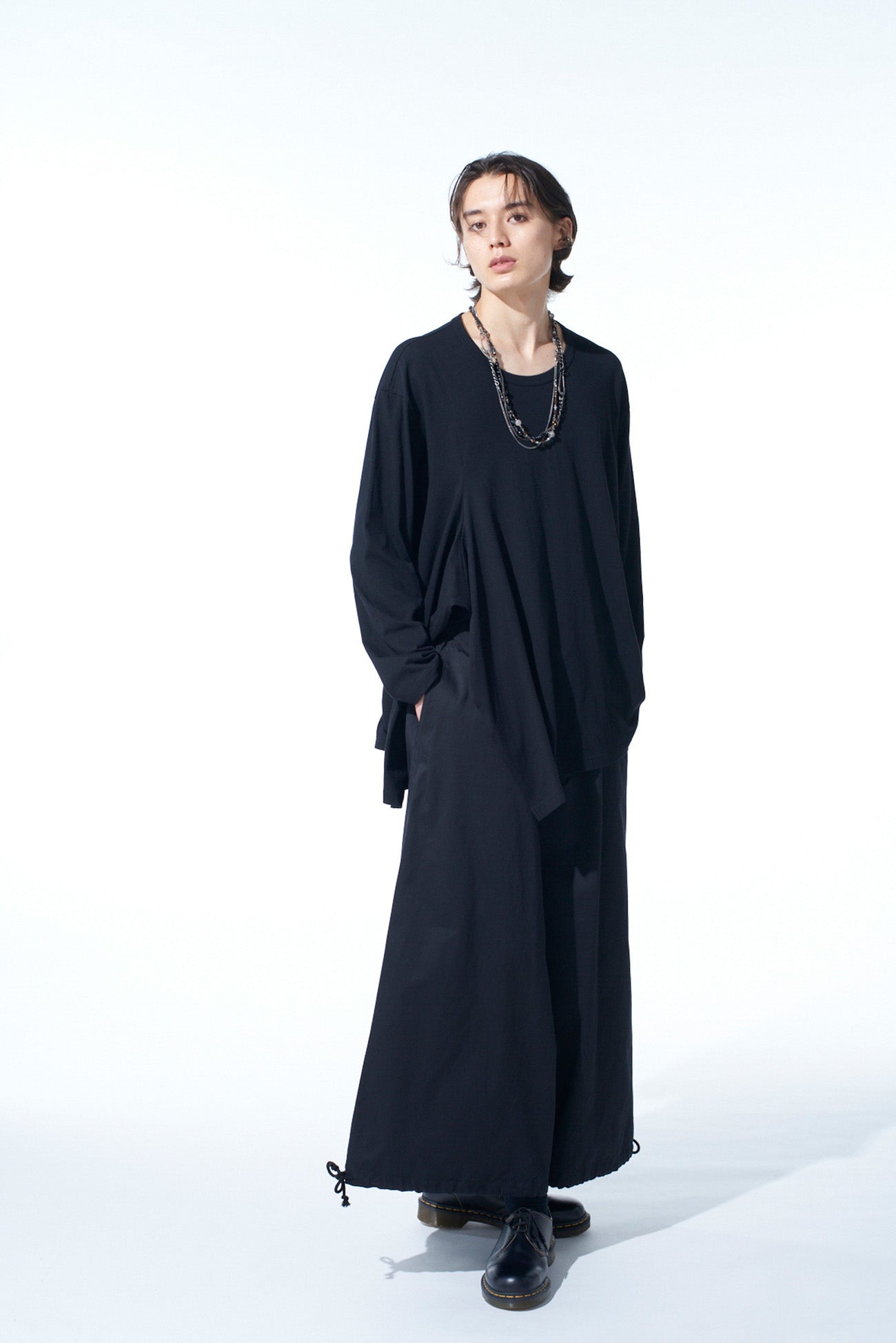 Soft Cotton Jersey Fabric Long Sleeve Draped T-Shirt for Women - Comfortable Casual Wear for Everyday Outfits & Layering
