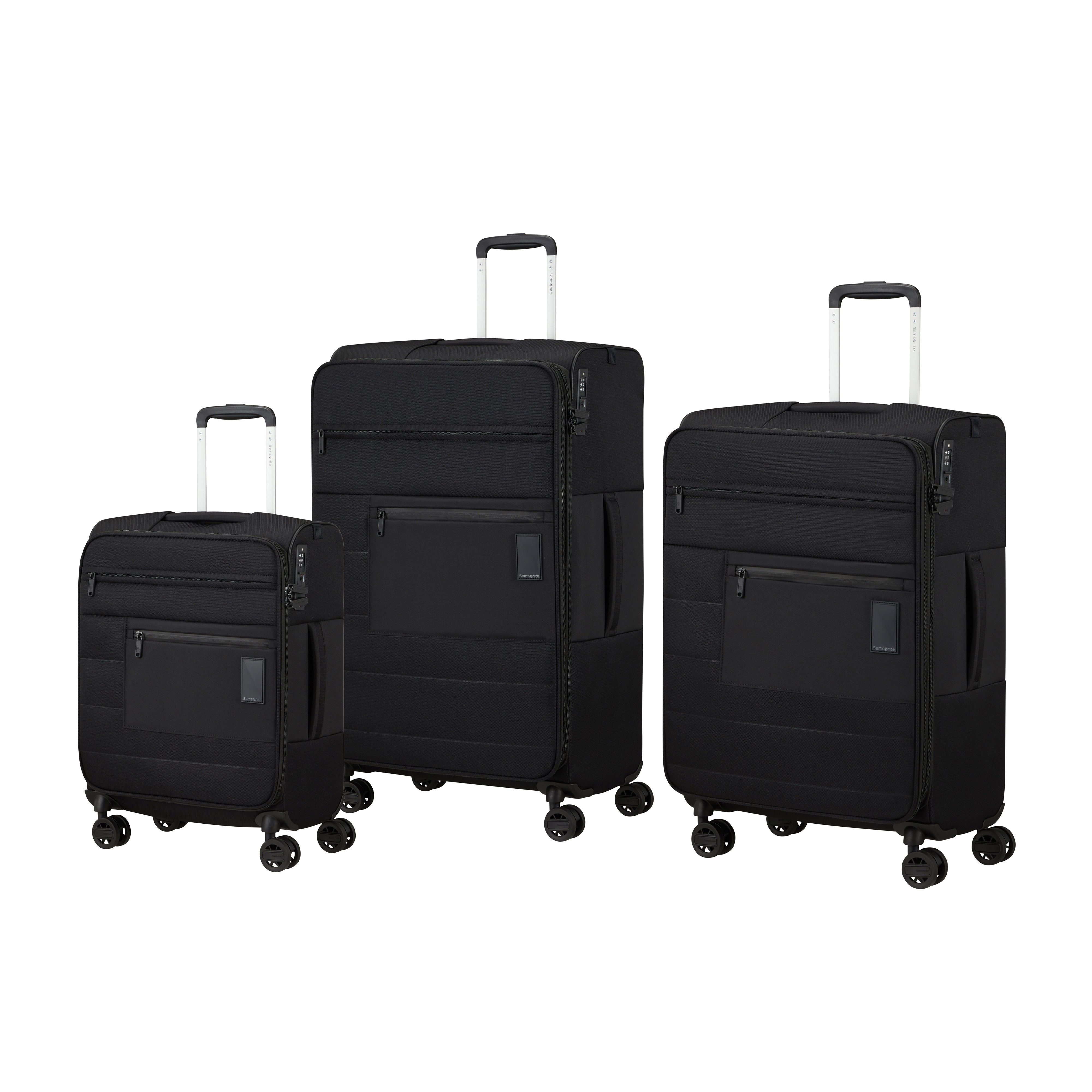 Samsonite Vaycay 3 Piece Spinner Luggage Set - Lightweight Expandable Suitcase with 360° Wheels for Travel, Business & Vacation (Black) - Perfect for Airplane Carry-On, Road Trips & Family Getaways