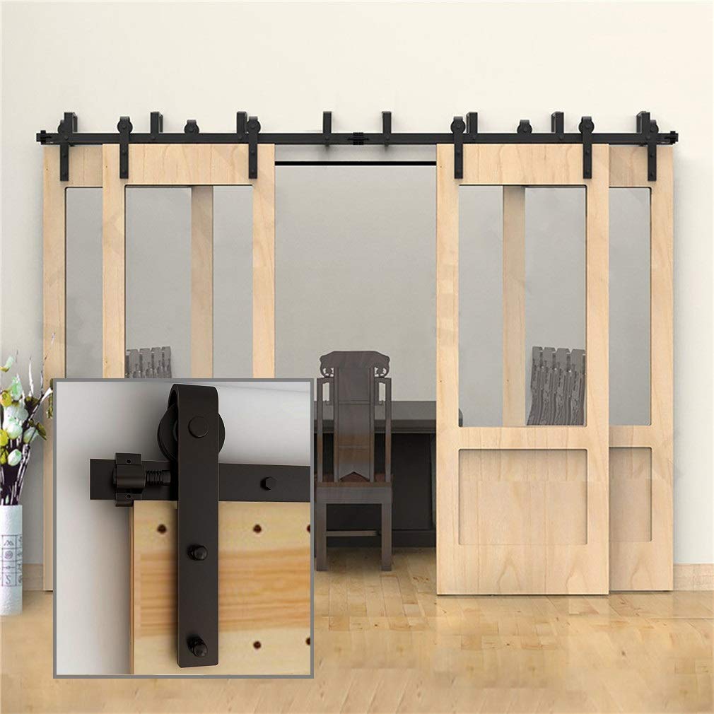 11FT Sliding Barn Door Hardware Kit with Rails & 4 Pairs of Hangers - Fits 33