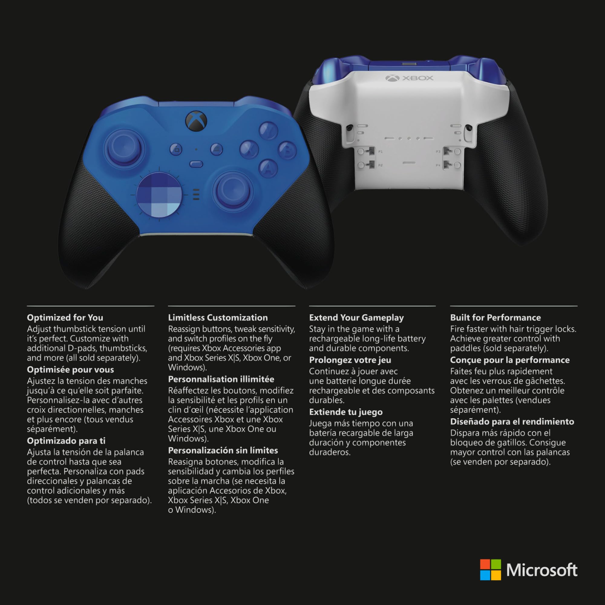 Microsoft Elite Series 2 Core Wireless Controller for Xbox Series X|S - Blue (Certified Refurbished) - Premium Gaming Experience for Competitive Play & Streaming