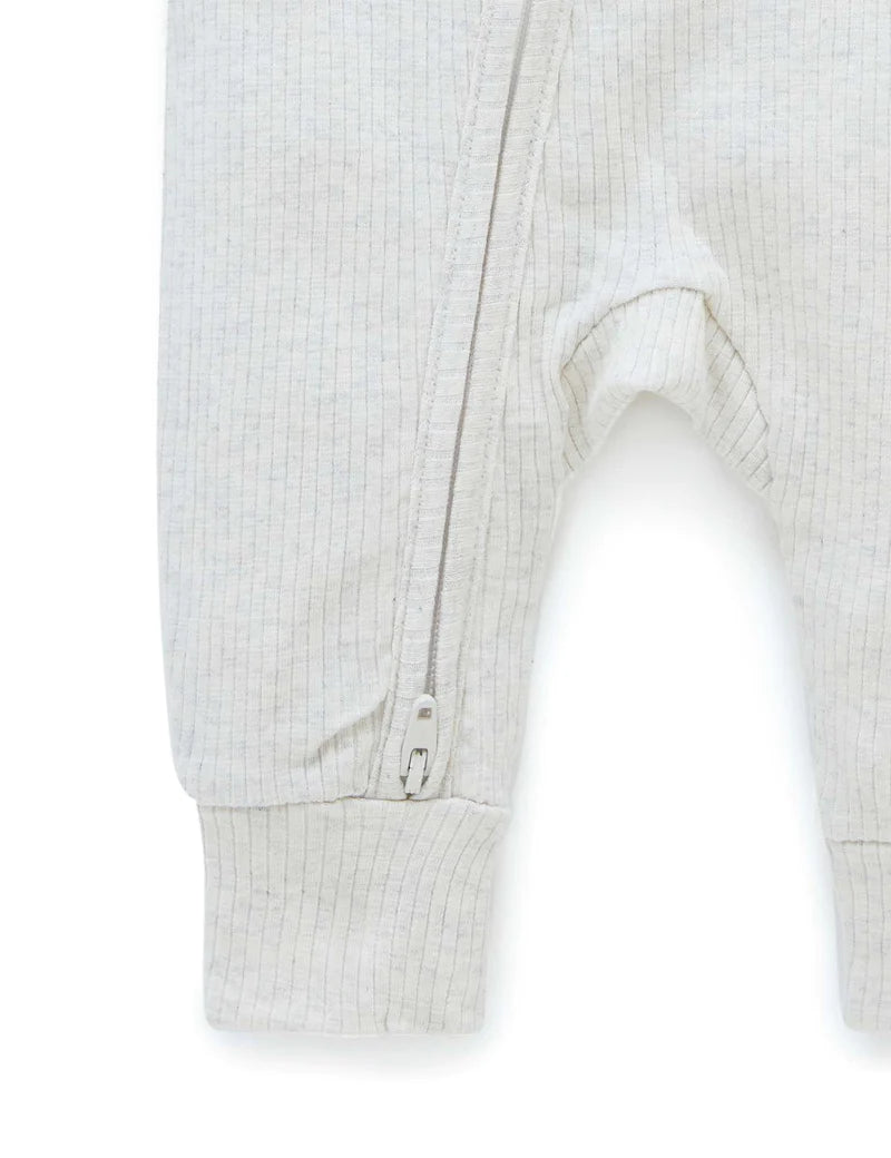 Purebaby Organic Cotton Ribbed Growsuit for Babies - Soft & Comfortable One-Piece Outfit for Newborns & Infants - Perfect for Playtime, Sleepwear & Everyday Wear