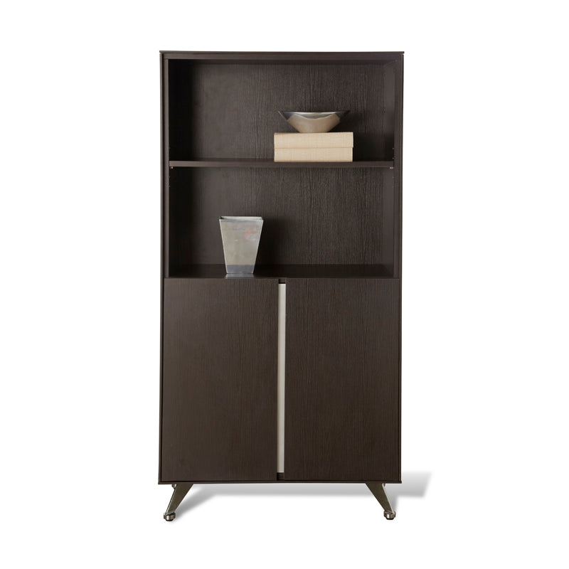 300 Series 2 Shelf Solid Wood Bookcase with Enclosed Storage Cabinet - Perfect for Living Room, Office, or Library Organization