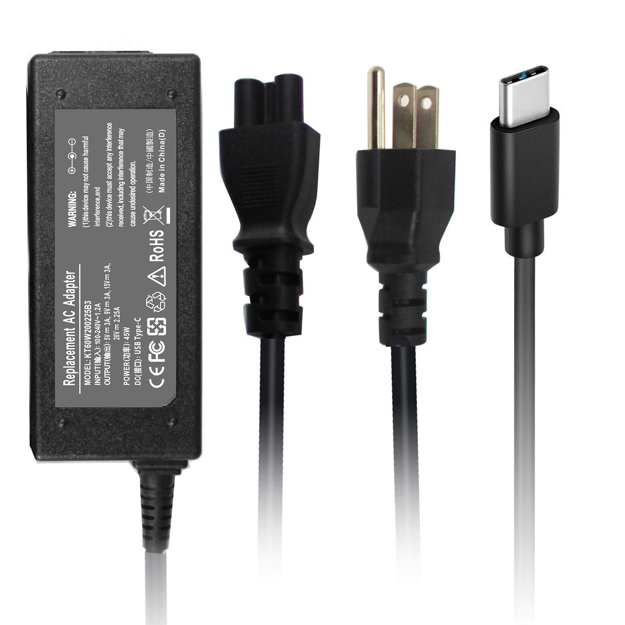 65W USB C Laptop Charger Fast Charging for Lenovo ThinkPad/Yoga, HP Chromebook X360, Dell XPS/Latitude 5000 - Universal Type C Power Adapter for Work, Travel & Home Office