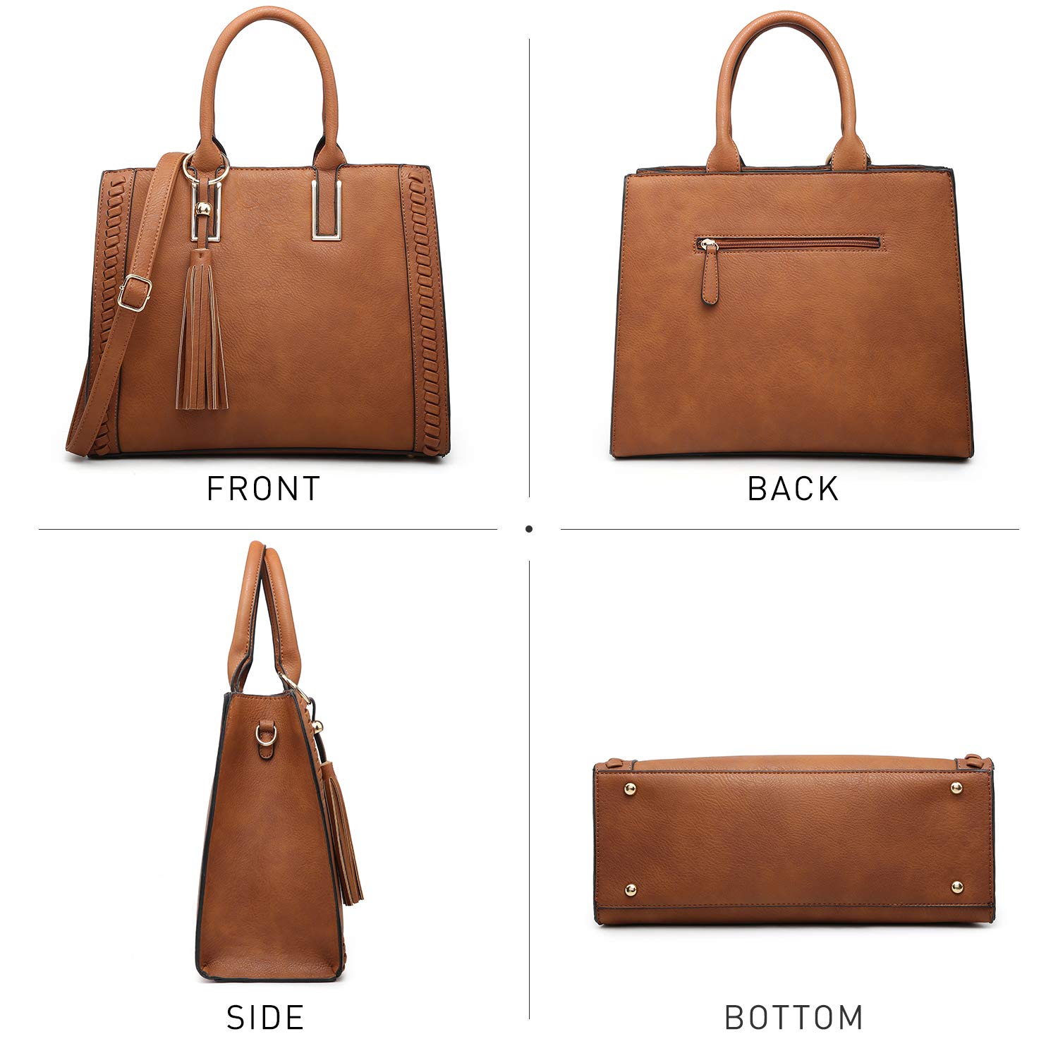 Dasein Women's Vegan Leather Shoulder Bag - Stylish Satchel Purse & Matching Clutch for Work, Office & Daily Use | Eco-Friendly Handbag for Professional Women & Commuters