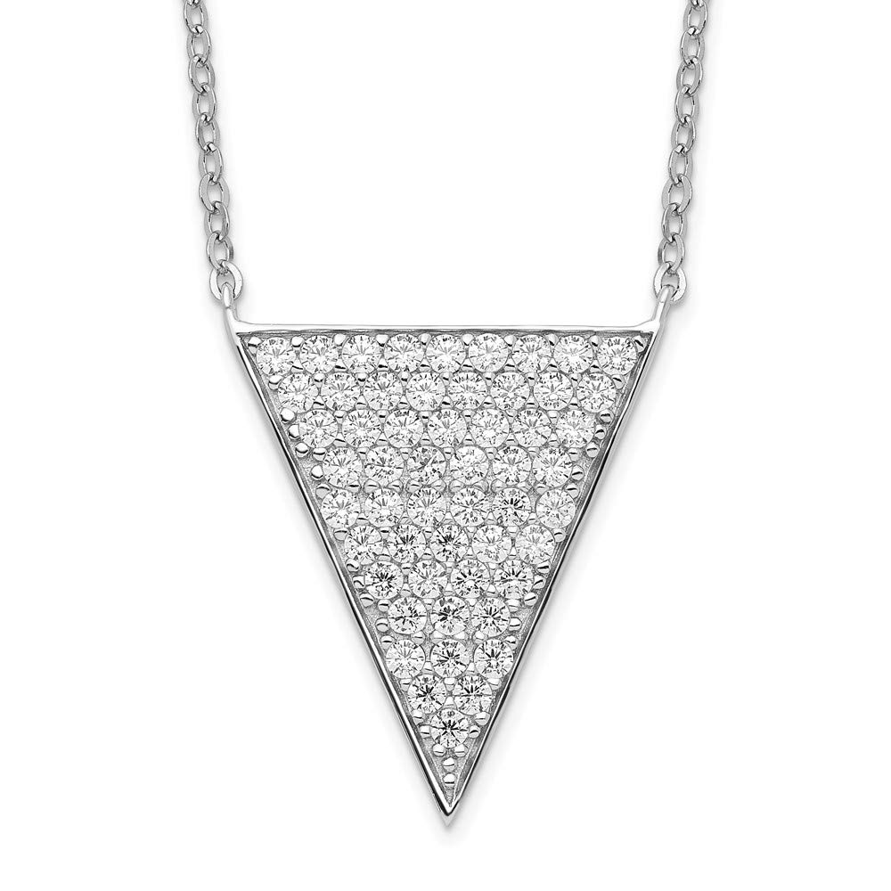 925 Sterling Silver Cubic Zirconia Triangle Dangle Necklace for Women - Elegant Fine Jewelry Gift for Her, 18