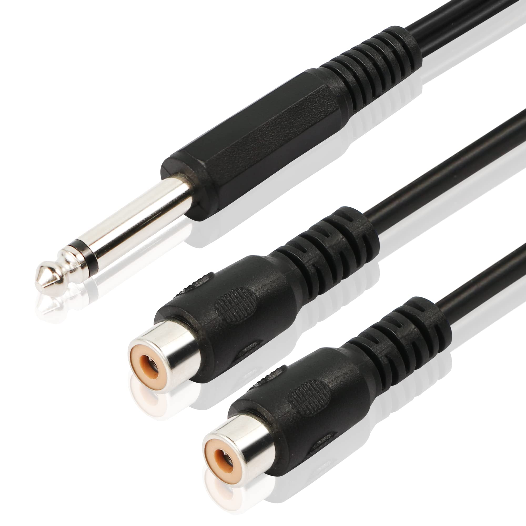 6.35mm to 2 RCA Cable, 1/4 Inch TS Male to 2 RCA Female Y Splitter Adapter, 20cm Audio Cable for Amplifiers, Speakers, Recording Equipment, Home Theater, and Studio Setups
