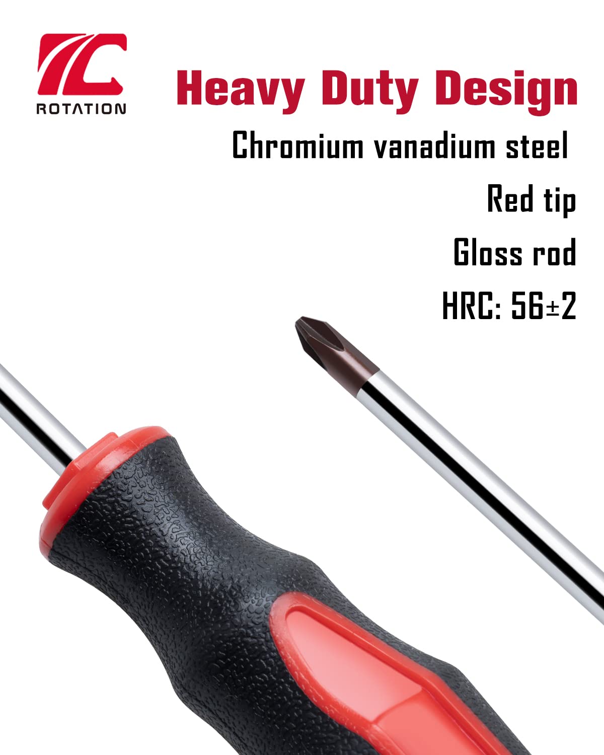 8-Piece Magnetic Screwdriver Set with Red Tip - 4 Phillips & 4 Slotted Bits - Professional Cushion Grip & High Torque for Electronics, Furniture Assembly & DIY Home Repairs