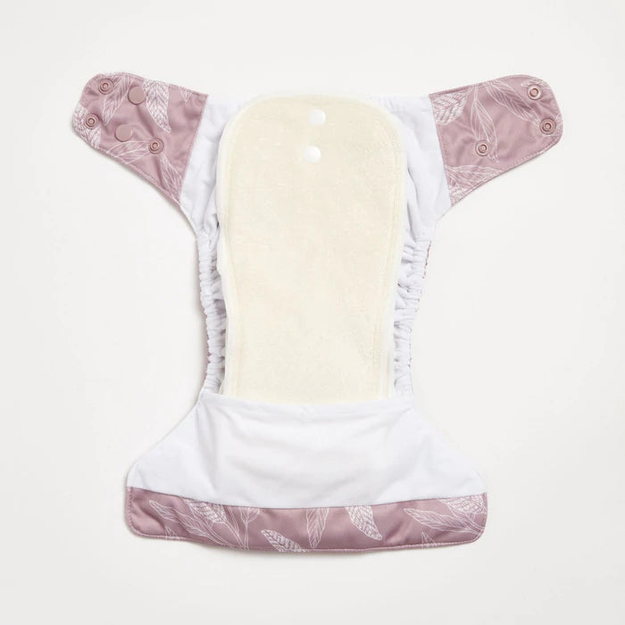 EcoNaps Modern Cloth Diaper | Reusable Washable Baby Nappy | Soft Breathable Organic Cotton | Mauve Native Print | Perfect for Daycare, Travel & Eco-Friendly Parenting
