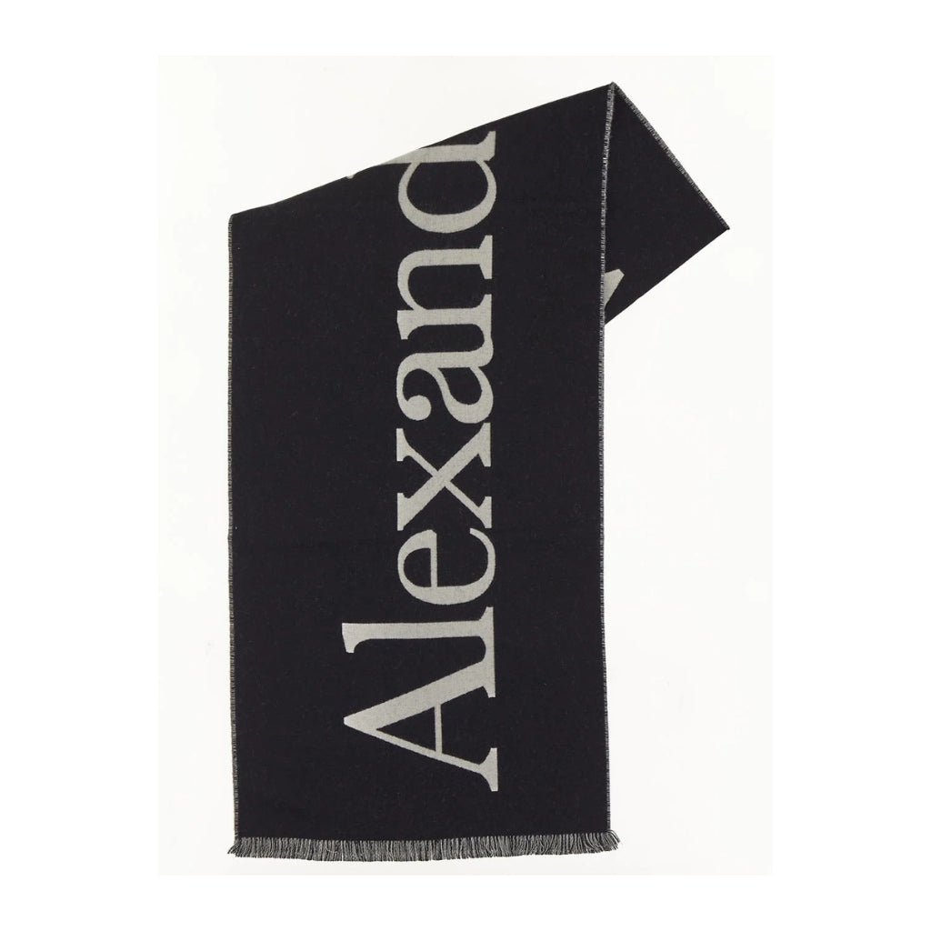 ALEXANDER McQUEEN Black and White Luxury Scarf - Premium Cashmere Wrap for Women, Perfect for Winter Fashion, Office Wear & Gift Giving