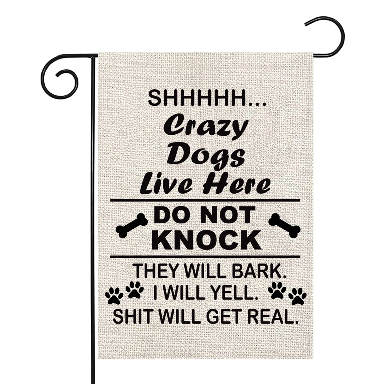 Crazy Dogs Live Here Garden Flag - Funny Dog Lover Outdoor Decor for Yard, Patio, or Front Porch - Perfect Gift for Dog Owners