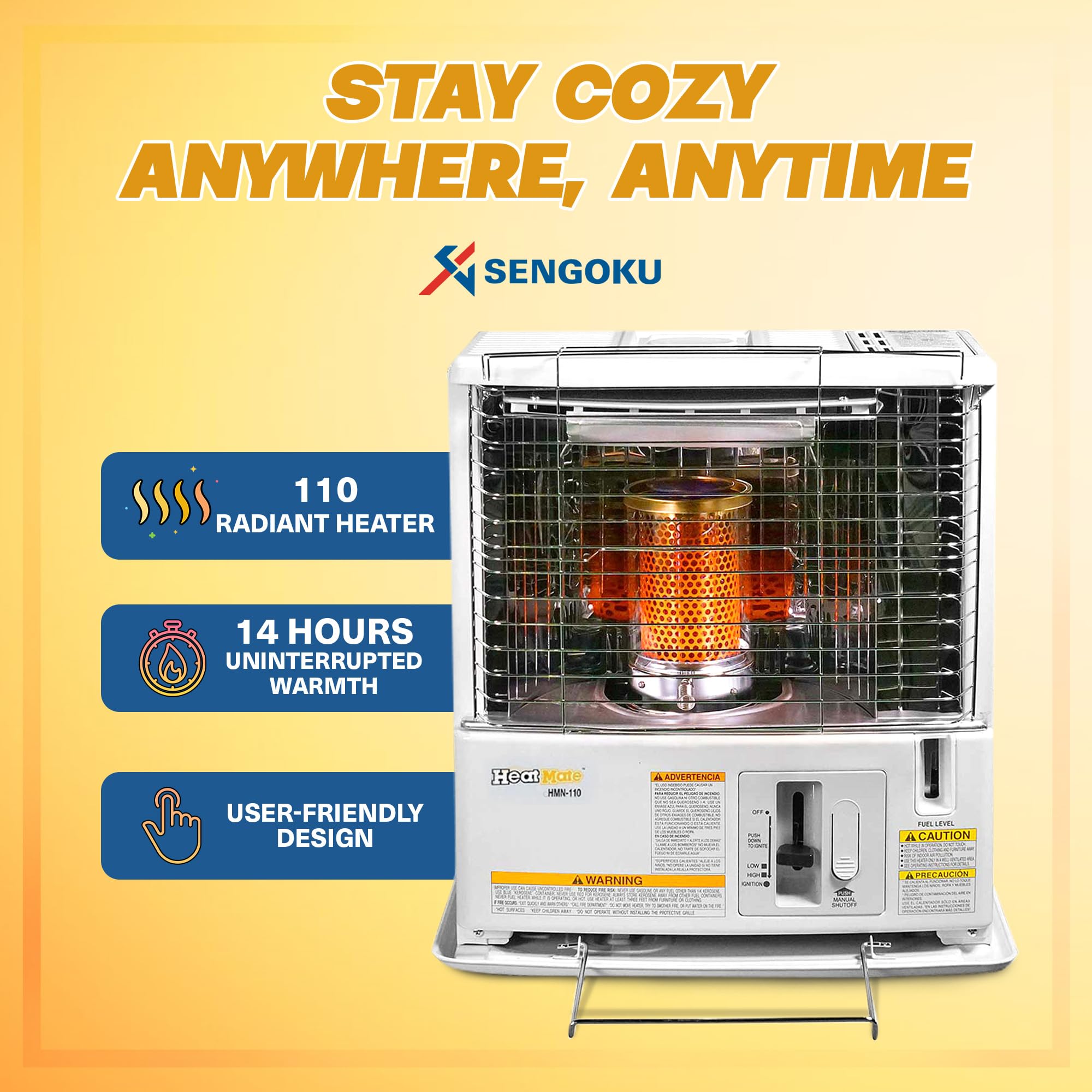 Sengoku HeatMate 10,000 BTU Portable Kerosene Heater for Indoor & Outdoor Use - Covers 400 Sq.Ft - Perfect for Garages, Camping, and Emergency Heating