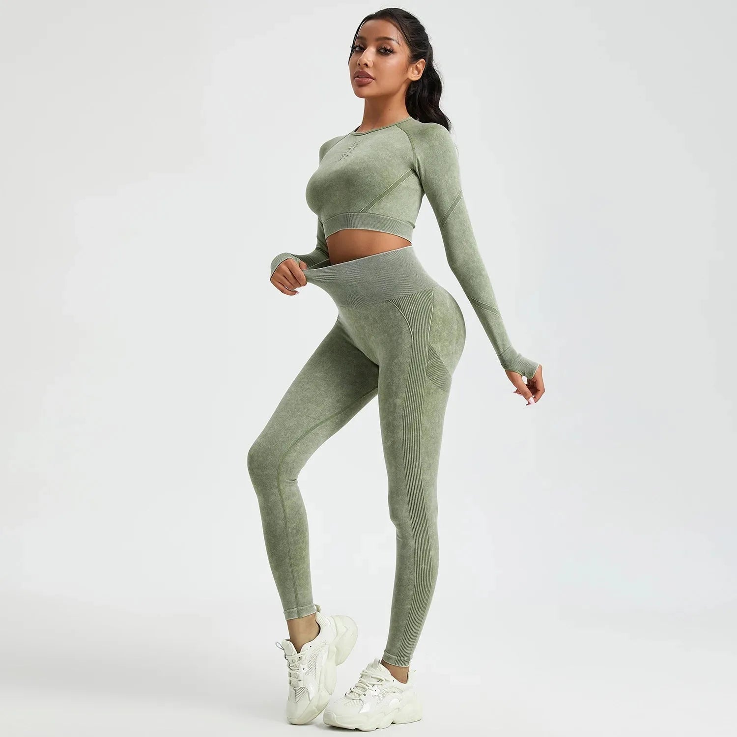 Women's Autumn Wash Skinny Stretch Sport Pants Set - Comfortable Activewear for Yoga, Running & Gym Workouts
