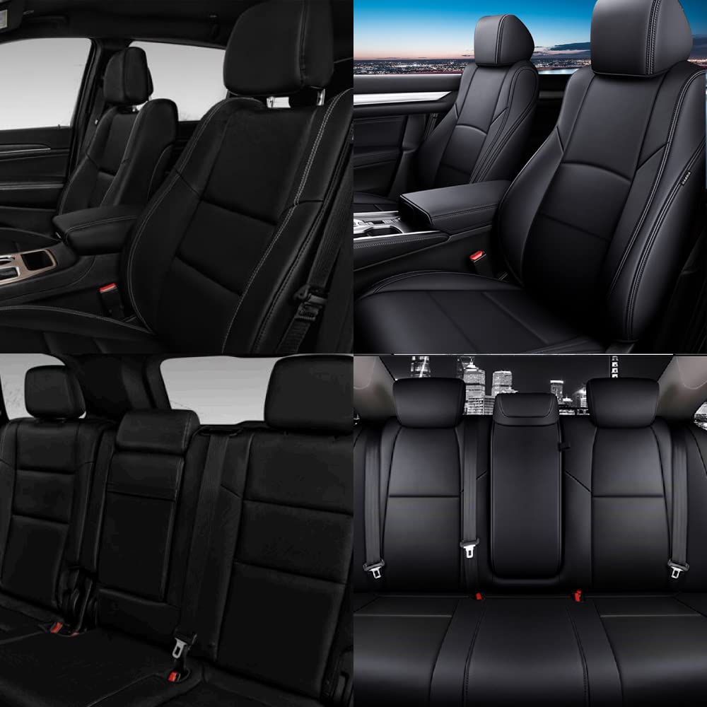 Premium Custom Fit Seat Covers for Jeep Grand Cherokee 2011-2021 - Full Set Black Car Seat Protectors - Durable & Comfortable for Off-Road, Daily Commute & Family Trips