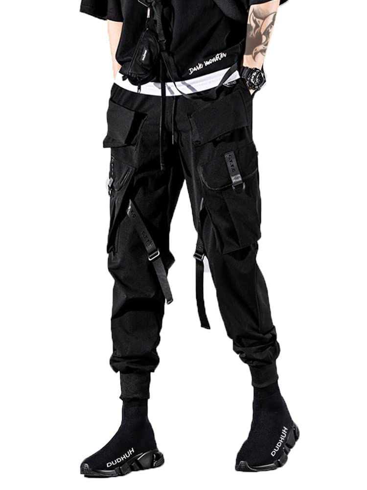 DUDHUH Men's Cargo Pants - Techwear Hip Hop Harem Jogger Pants for Streetwear & Tactical Fashion | Perfect for Urban Style, Gym Workouts & Outdoor Adventures