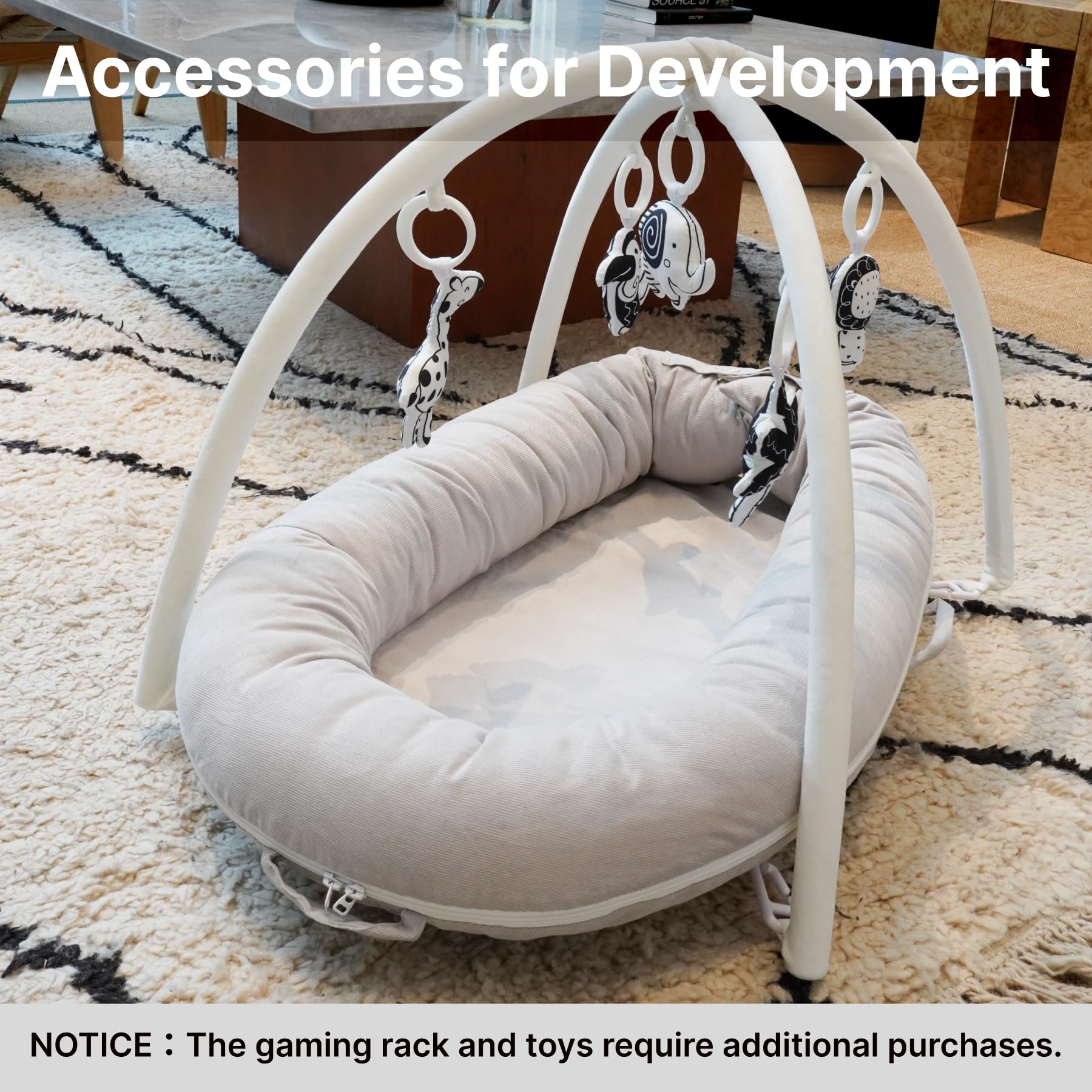 Premium Baby Lounger & Infant Nest Cover - 100% Cotton Portable Travel Bed for Newborns 0-12 Months | Soft Corduroy Fabric in Neutral Gainsboro | Perfect for Nursery, Travel & Co-Sleeping