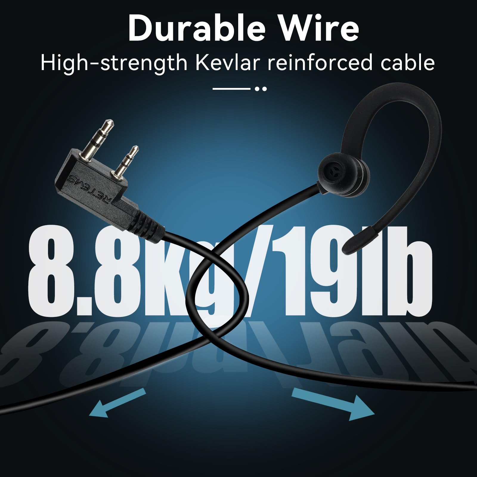 Retevis G-Shape 2 Pin Walkie Talkie Headset with PTT Mic - Compatible with RT24, RT27, RT617 & Kenwood Two Way Radios (2 Pack) - Ideal for Security, Construction & Event Staff Communication