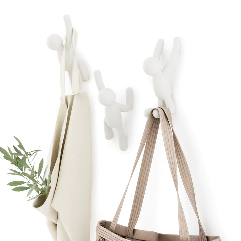 White Buddy Wall Hook - Durable & Stylish Hanging Solution for Keys, Hats & Coats | Perfect for Entryway, Bathroom & Bedroom Organization