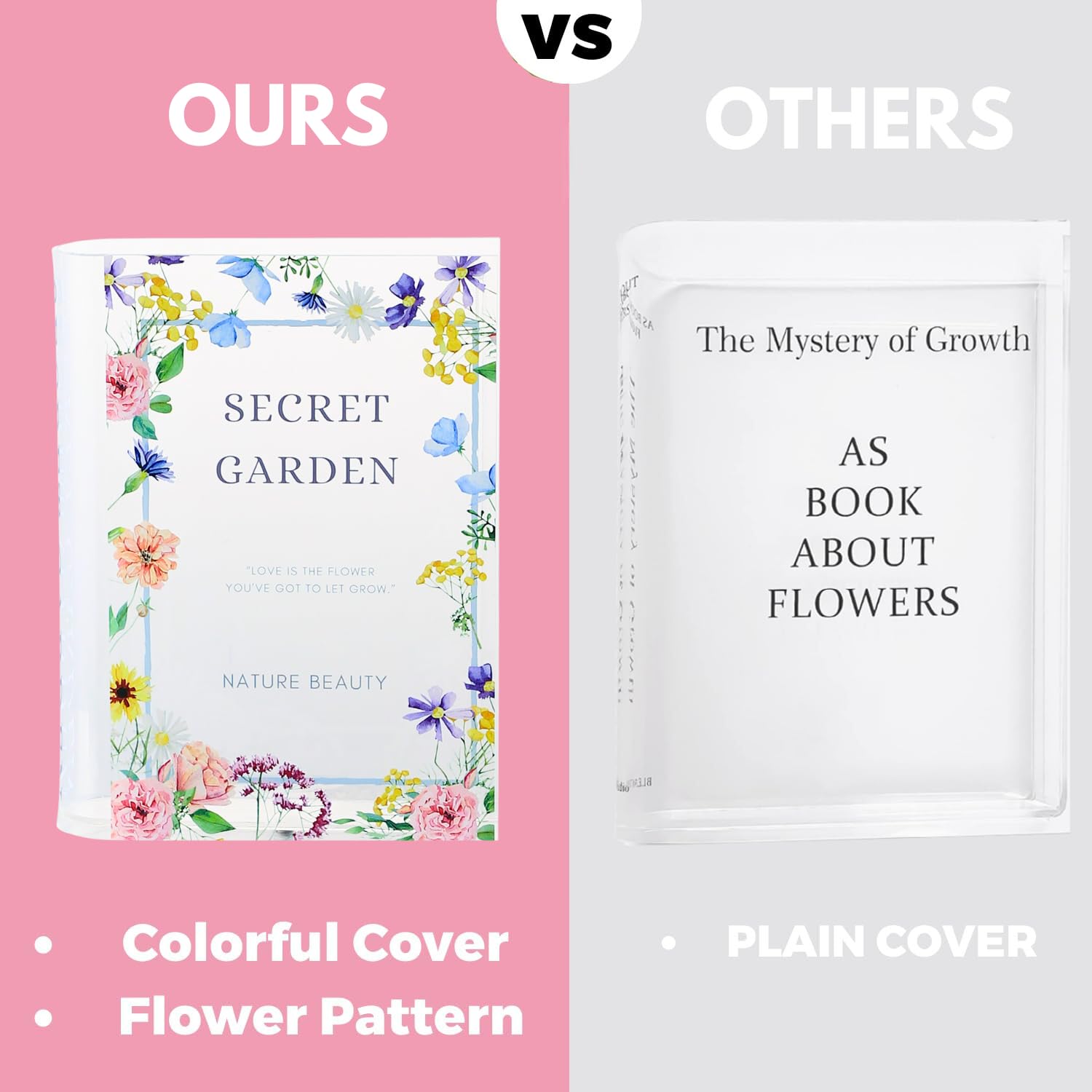 Acrylic Book Vase for Flowers - Clear Book-Shaped Decorative Vase - Modern Home & Office Decor for Living Room, Bedroom, Dining Table - Perfect Gift for Book Lovers & Flower Enthusiasts