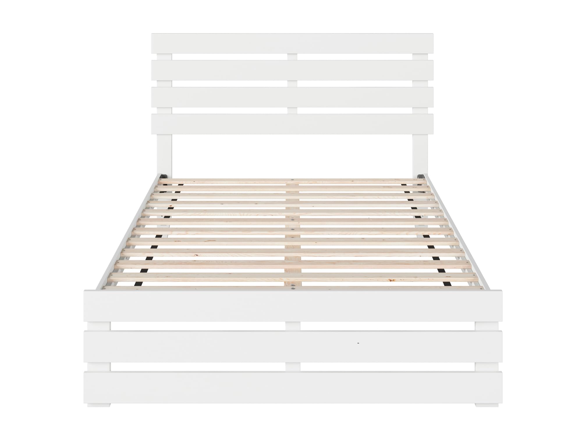 AFI Oxford Full Size Platform Bed Frame with Footboard & USB Charging Station - White Wooden Bed for Modern Bedroom, Perfect for Small Spaces & Guest Rooms