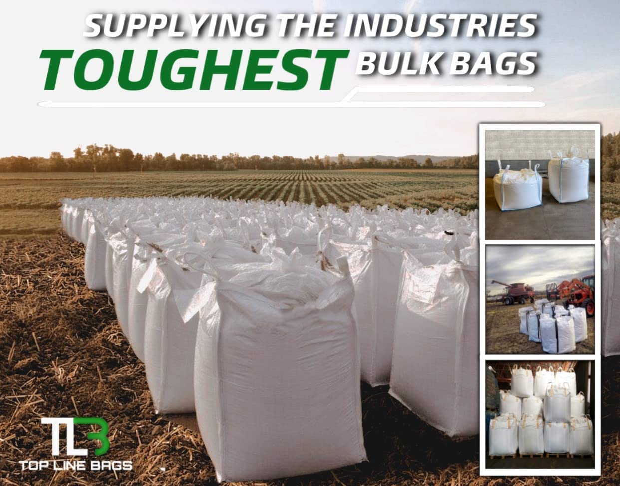 50 Pack Bulk FIBC Bags 35x35x40 Inches - 2200 lb Capacity Heavy Duty Woven Polypropylene Bags with 4 Lifting Loops - Perfect for Industrial Storage, Agriculture, Construction & Bulk Material Handling