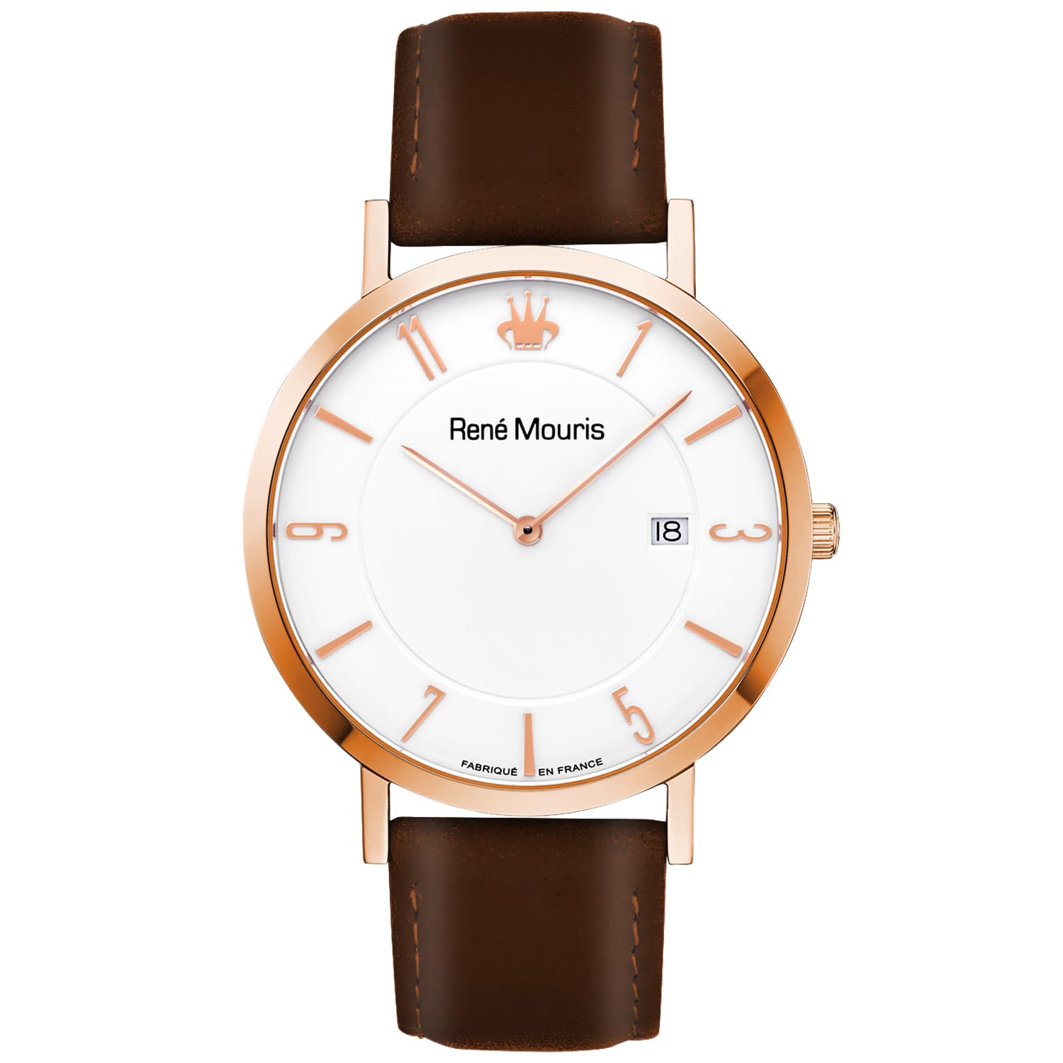 René Mouris Men's Classic Quartz Watch - 41MM 316L Stainless Steel Case, Sapphire Coated Crystal, 50M Water Resistance with Italian Leather Strap - Elegant Dress Watch for Business, Formal Occasions & Everyday Wear