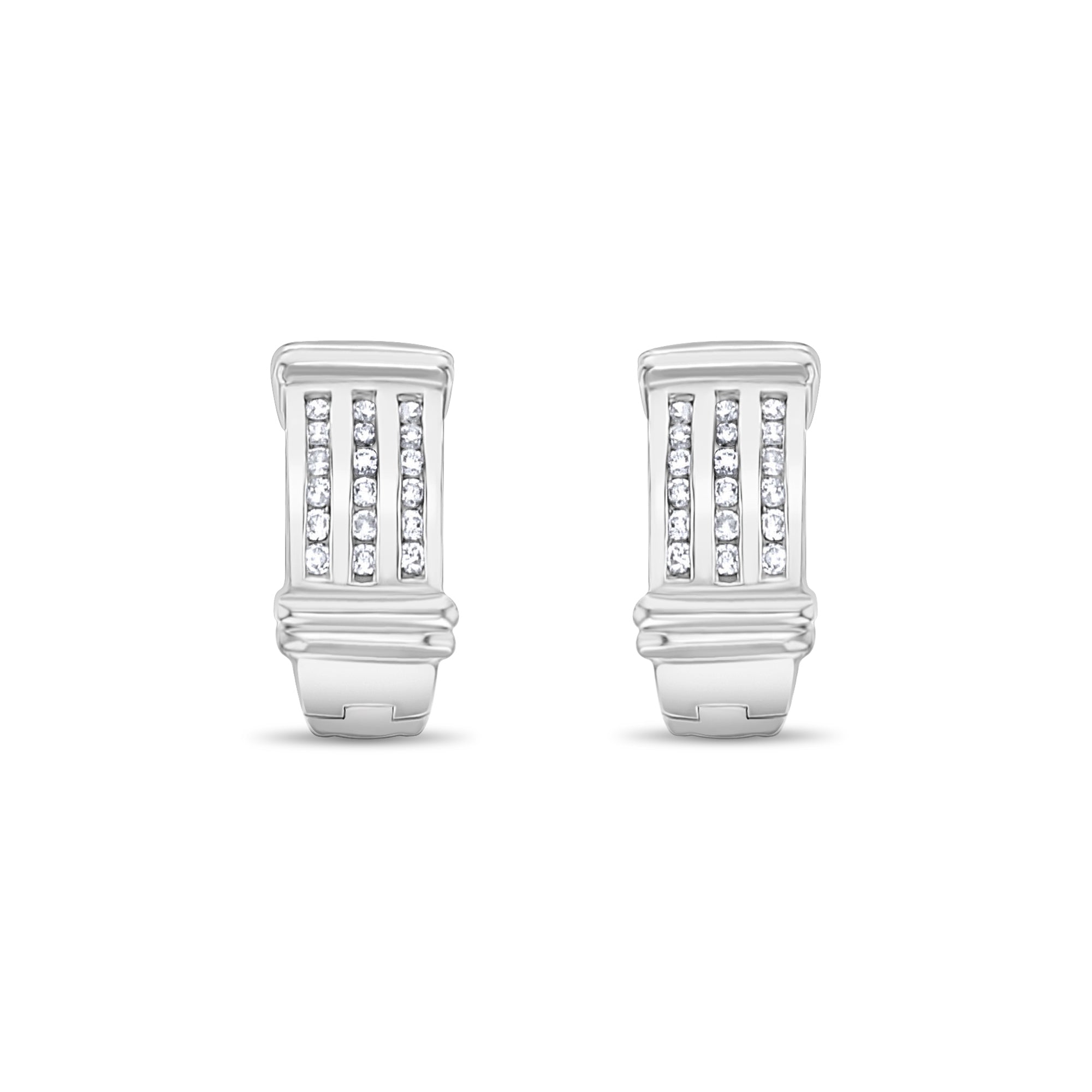 14K White Gold Diamond Huggie Earrings 0.54cttw - Perfect for Everyday Wear, Date Nights & Special Occasions