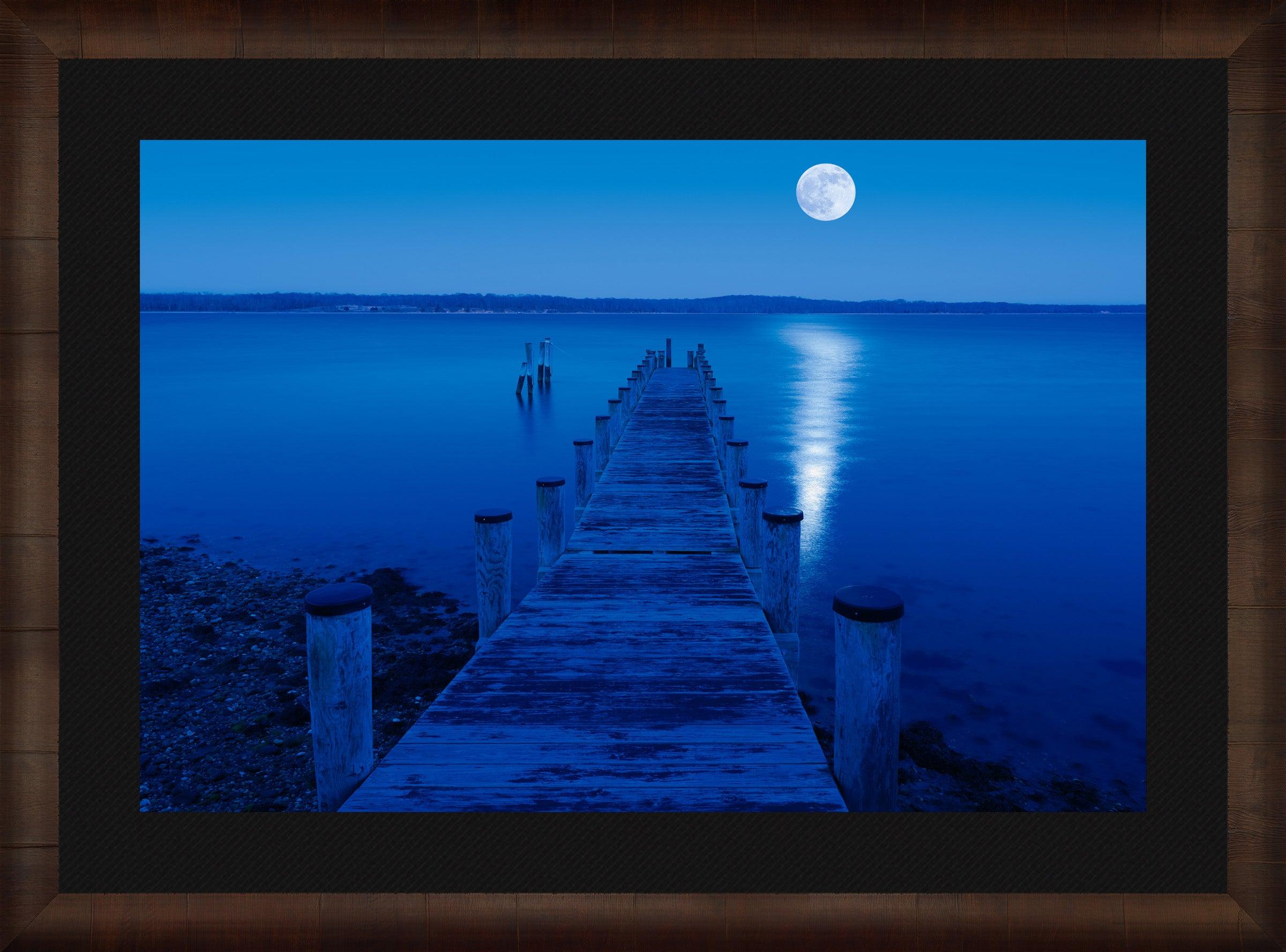 Moon Over Montauk - Romantic Coastal Wall Art for Beach House Decor | Perfect for Living Room, Bedroom & Office