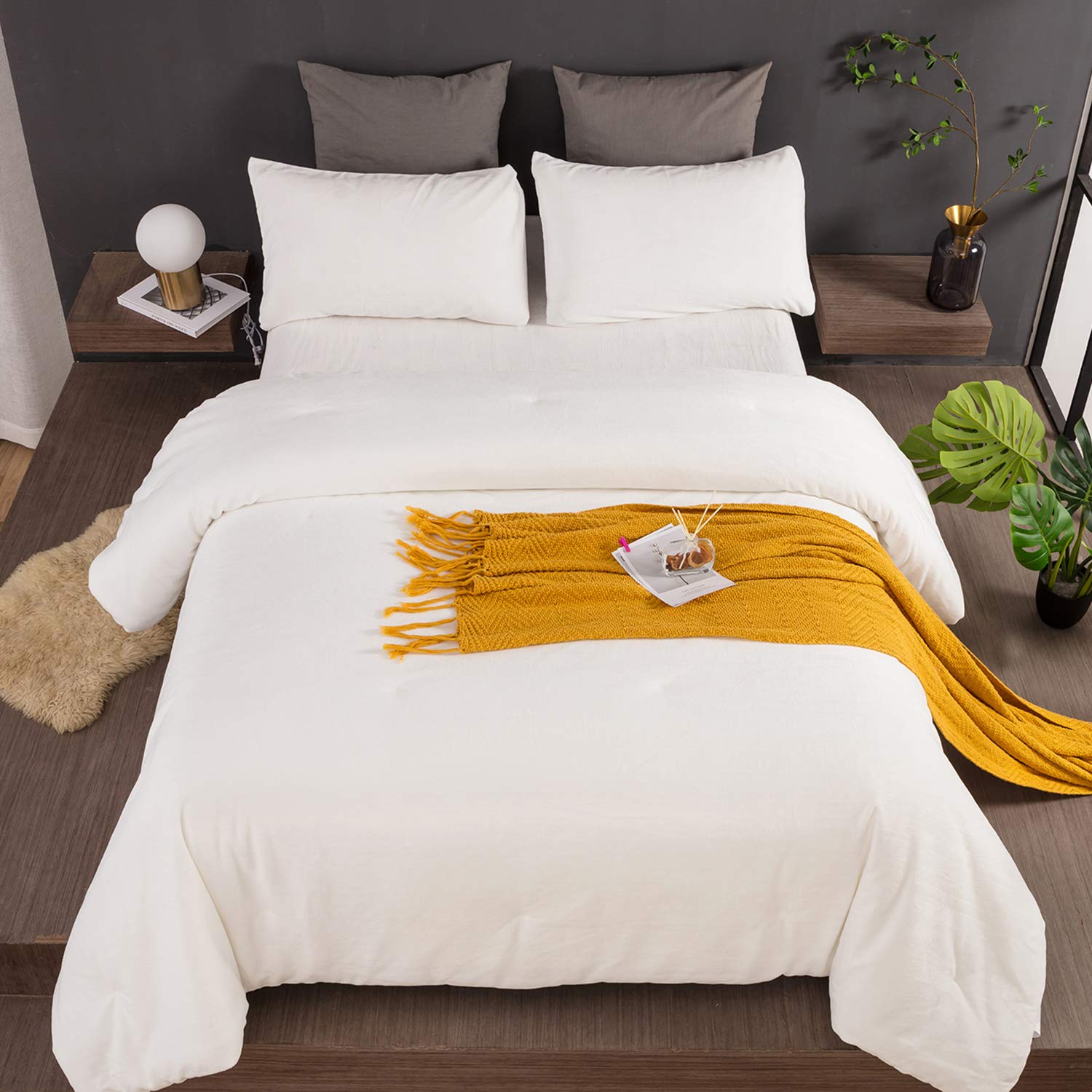 Luxlovery White Velvet Comforter Set - Full Size Fluffy Sherpa Micromink Bedding | Ultra Soft Plush Cozy Blanket & 2 Pillowcases | Winter Warm Thick Quilt for Bedroom, Guest Room & Dorm | All-Season Comfort