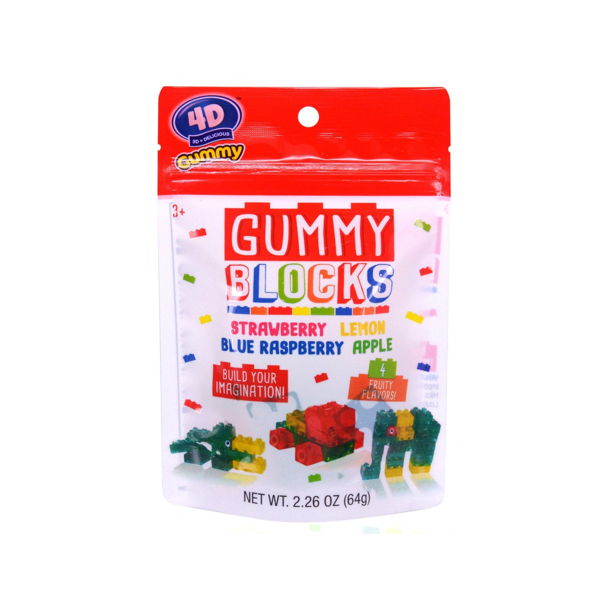 Hilco 4D Gummy Block Bag | 2.2lb Resealable Candy Storage Bag for Kids Snacks, Party Favors & Bulk Candy Storage