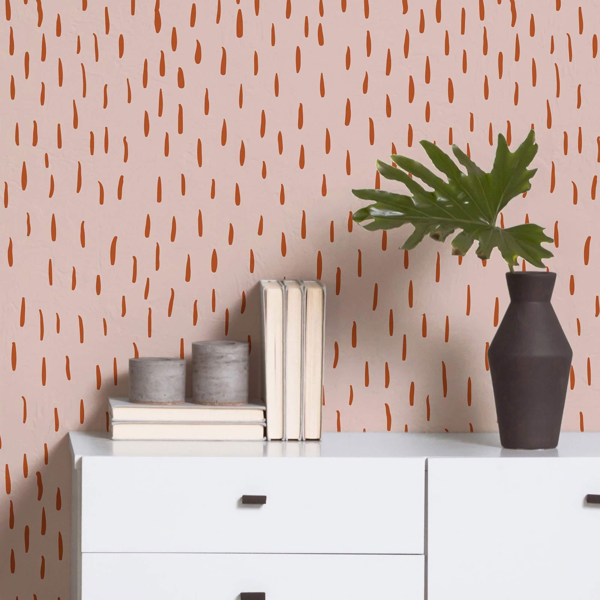 Coral Rusty Rain Drops Peel and Stick Removable Wallpaper - Self-Adhesive Wall Decor for Bedroom, Living Room & Nursery - Easy to Install & Remove