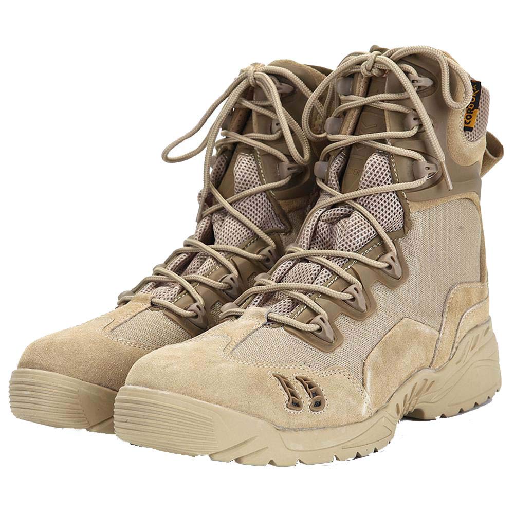 Men's Tactical Combat Boots - Army Military Hiking Boots with Side Zipper, Breathable & Durable Outdoor Boots for Men (Size 43, Sand Color) - Perfect for Hiking, Camping & Outdoor Adventures