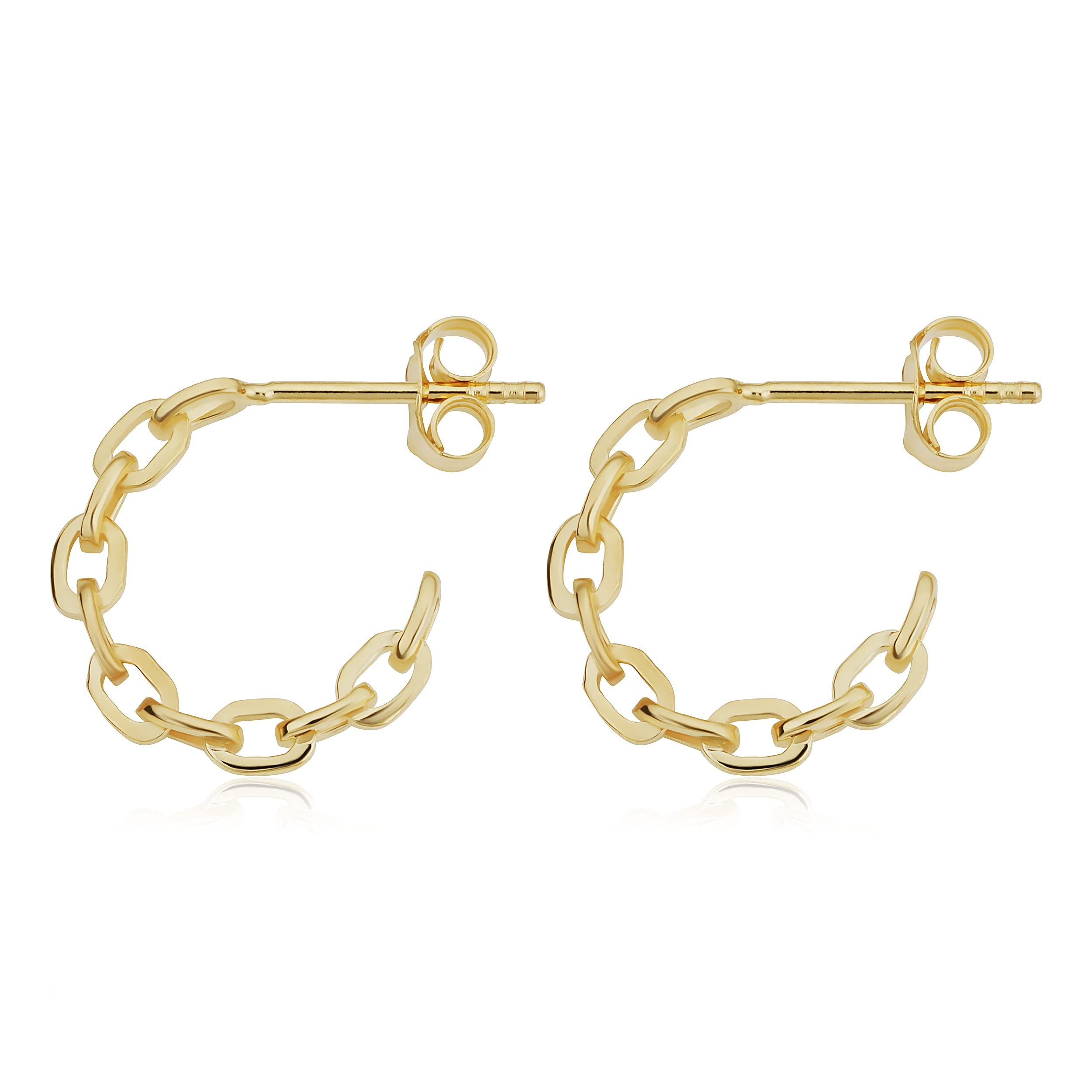 10k Yellow Gold Oval Link Open Hoop Earrings for Women - Minimalist Dainty Everyday Jewelry - Perfect for Work, Date Night & Special Occasions
